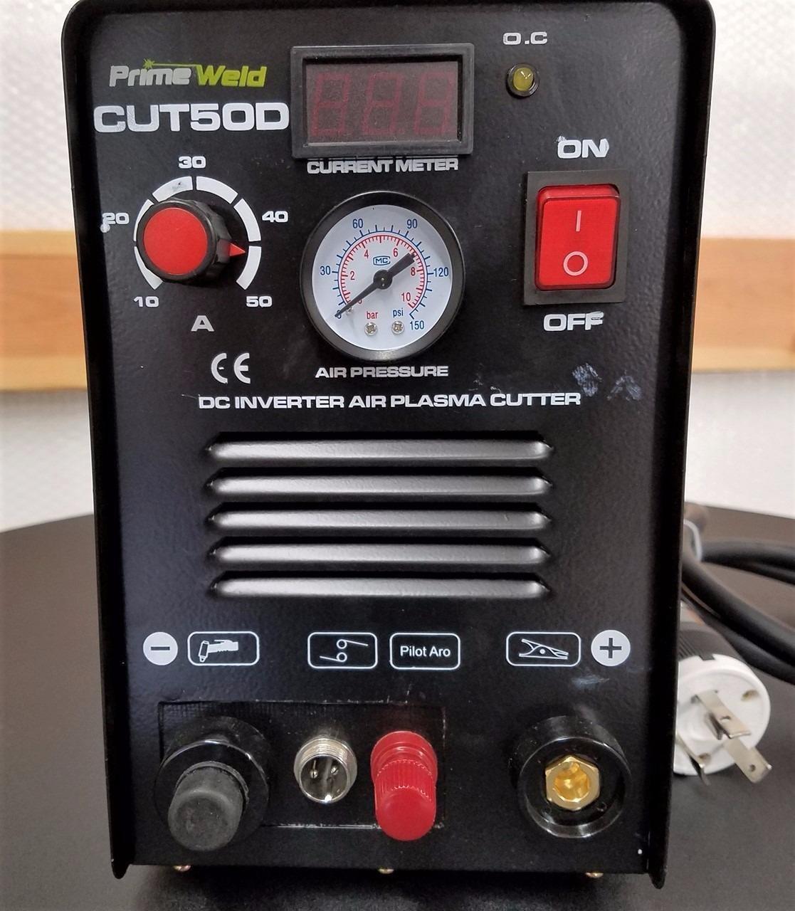 PrimeWeld 50A Air Inverter Plasma Cutter with Non-Touch Pilot Arc, Automatic Dual-Voltage (110V/220V) and Dual-Frequency (50Hz/60Hz) Portable Plasma Cutter, 1/2