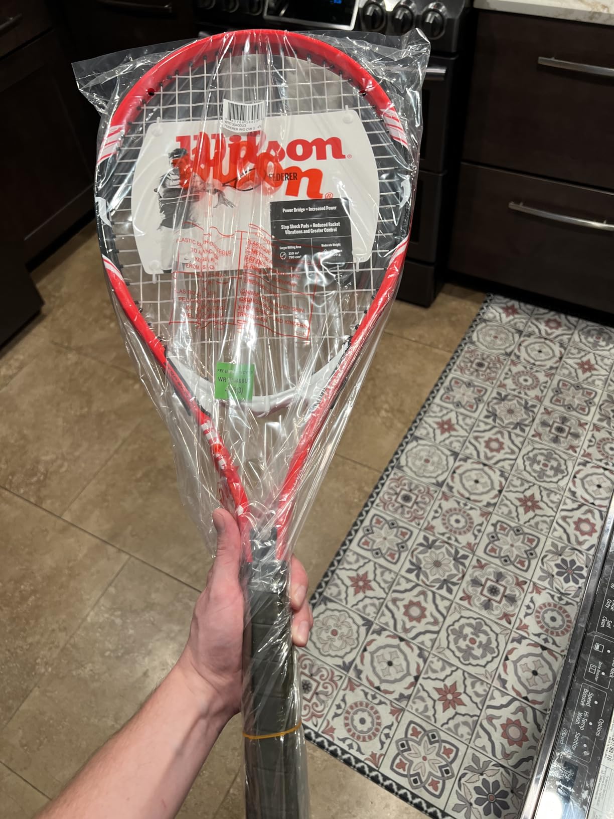 Wilson Federer Adult Recreational Tennis Racket - Grip Size 3 - 4 3/8