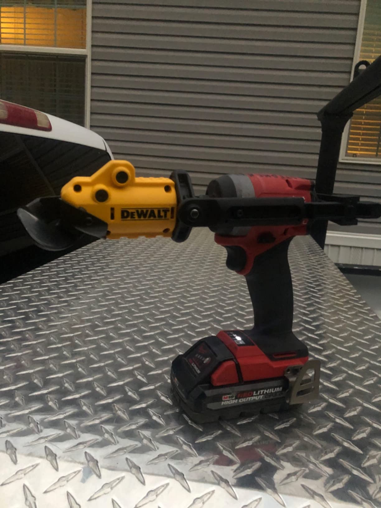 DEWALT Metal Shear/Cutter Drill Attachment, Impact Ready, 360 Degree Pivoting Head, Cuts 18GA Material (DWASHRIR)(Yellow, Black) customer photo 1