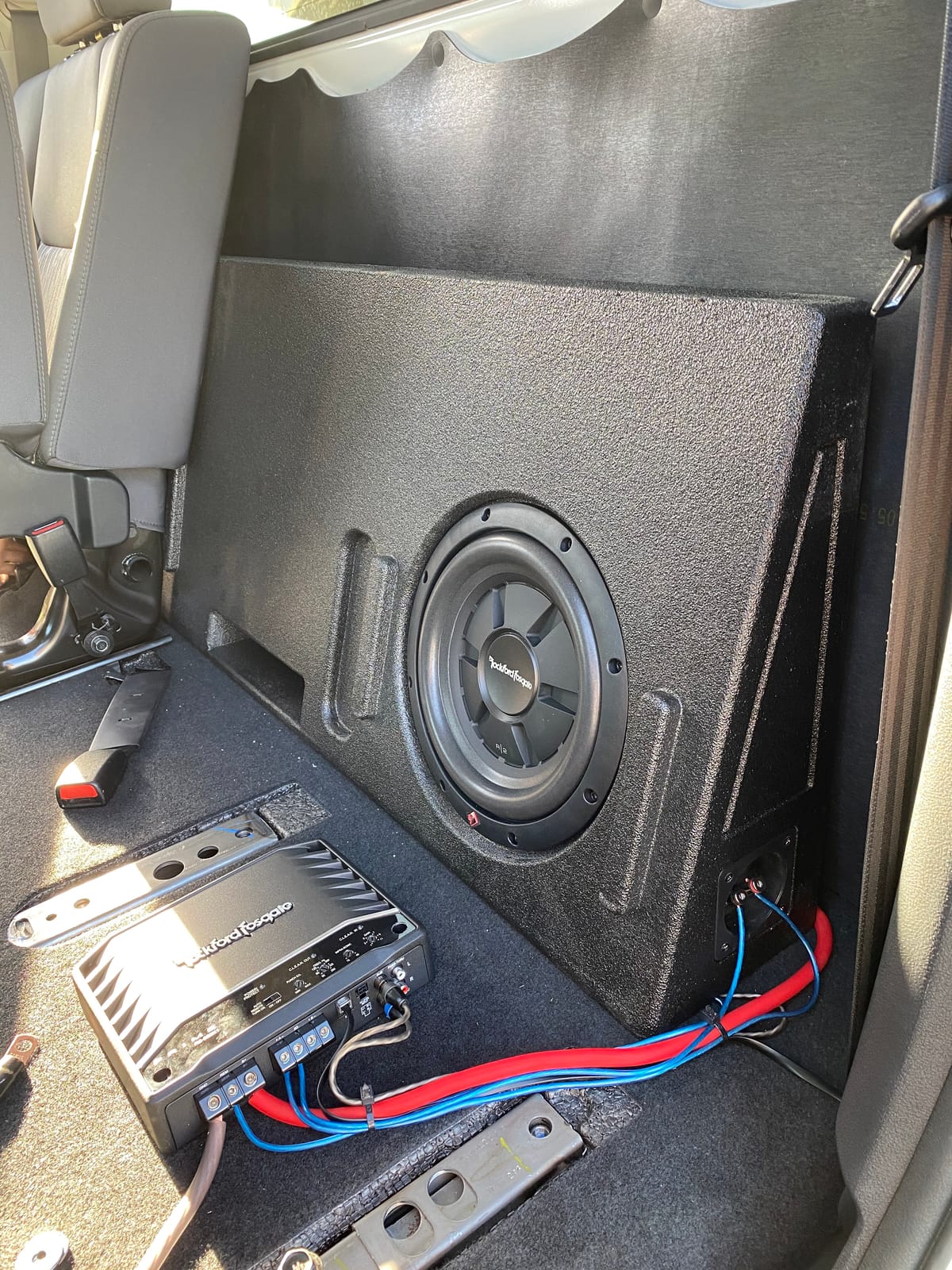 QPower Dual 10in Behind Seat Subwoofer Enclosure, QBomb Ported Sub Box Compatible with Toyota Tundra Crew Max 2014-2021 customer photo 1