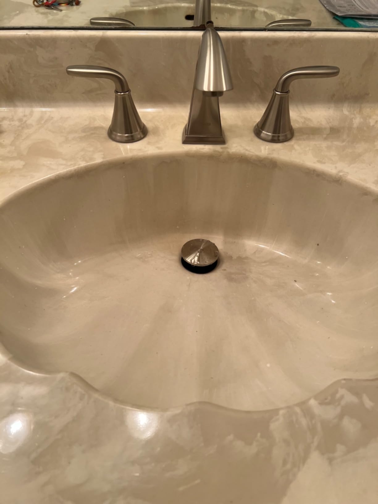 Pfister Pasadena 8 inch Widespread 3 Hole Bathroom Sink Faucet with 2 Handles, Brushed Nickel Finish, Push & Seal Drain, Water-Efficient WaterSense Certified LF049PDKK customer photo 1