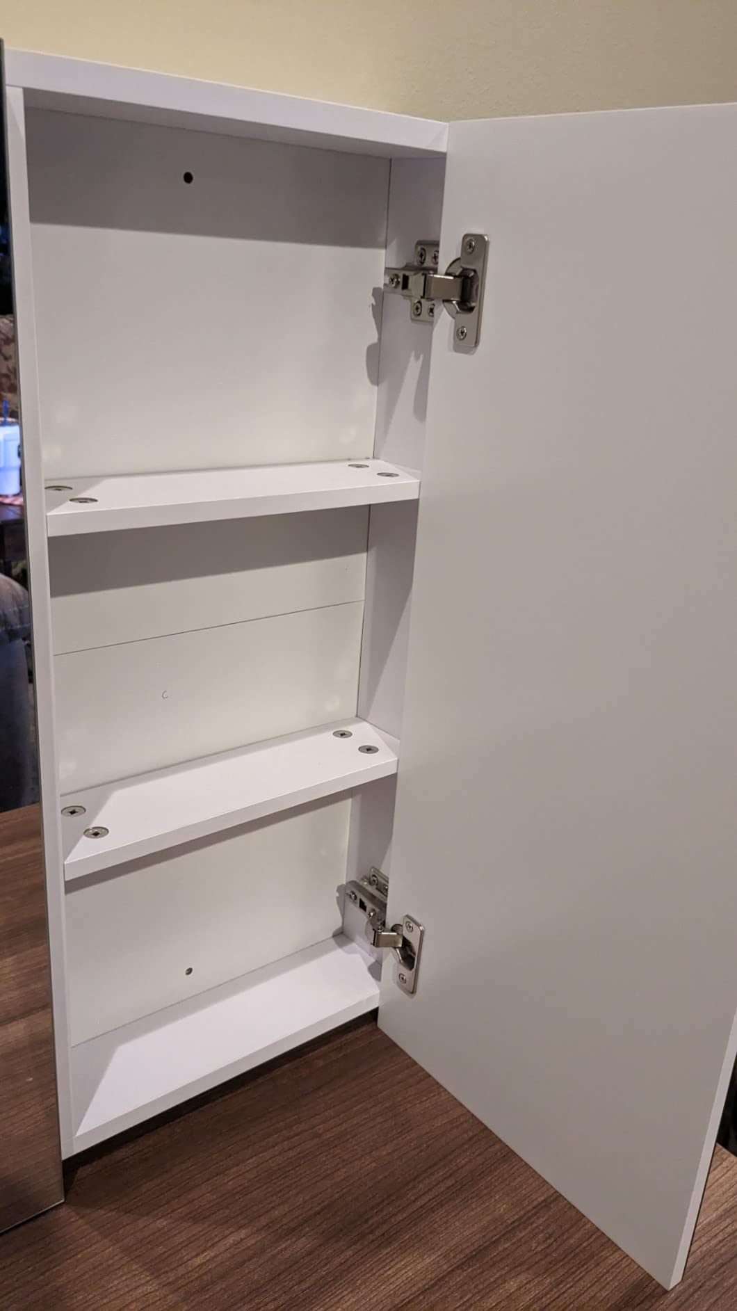 Tangkula Mirrored Medicine Cabinet, Large Wide Wall Mounted Storage Cabinet with 3 Mirror Doors, Hanging Bathroom Organizer, White, 34.5 x 5 x 25.5 Inches customer photo 2