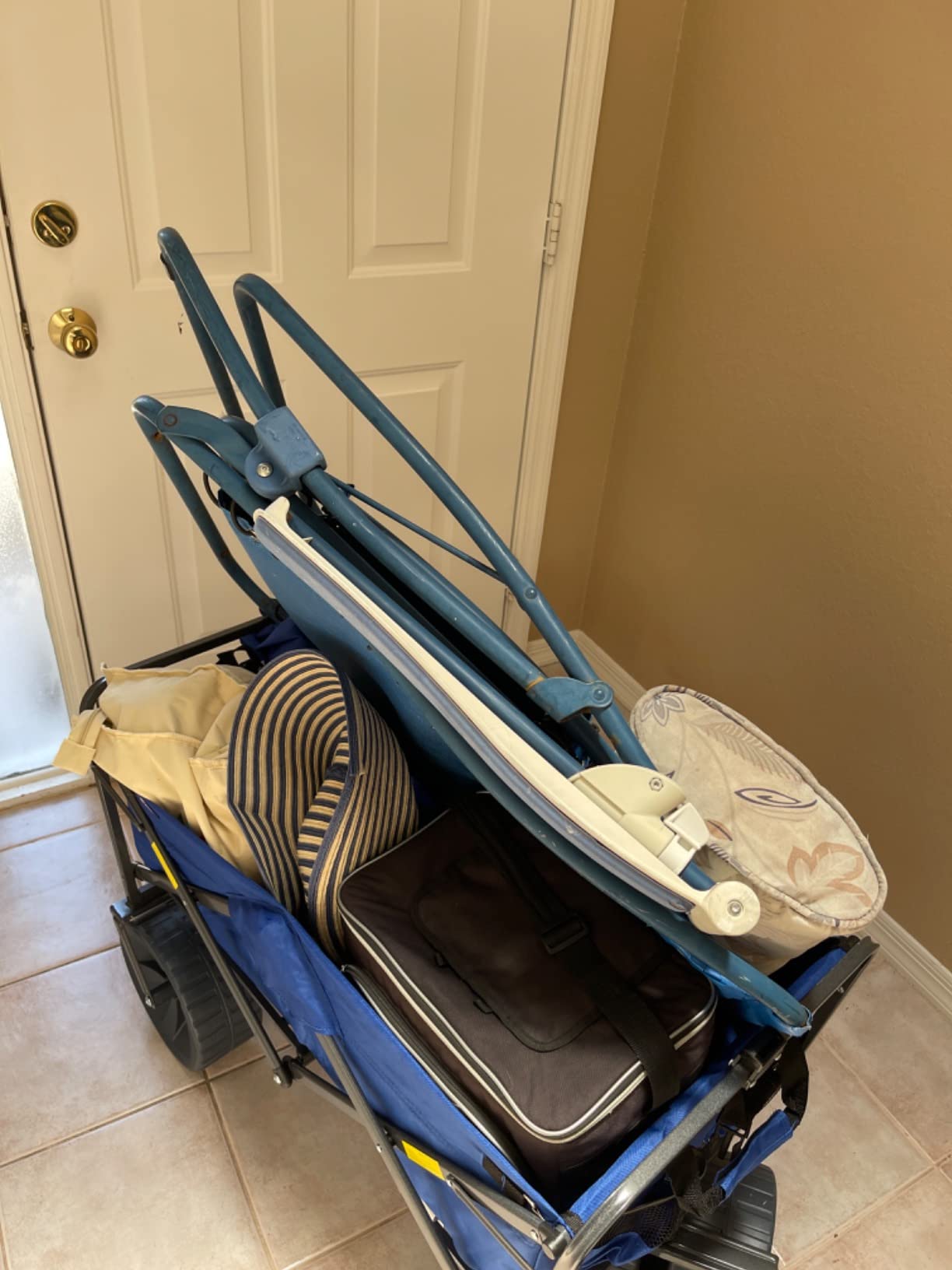 Mac Sports Heavy Duty Collapsible Folding All Terrain Utility Beach Wagon Cart, Blue/Black customer photo 1