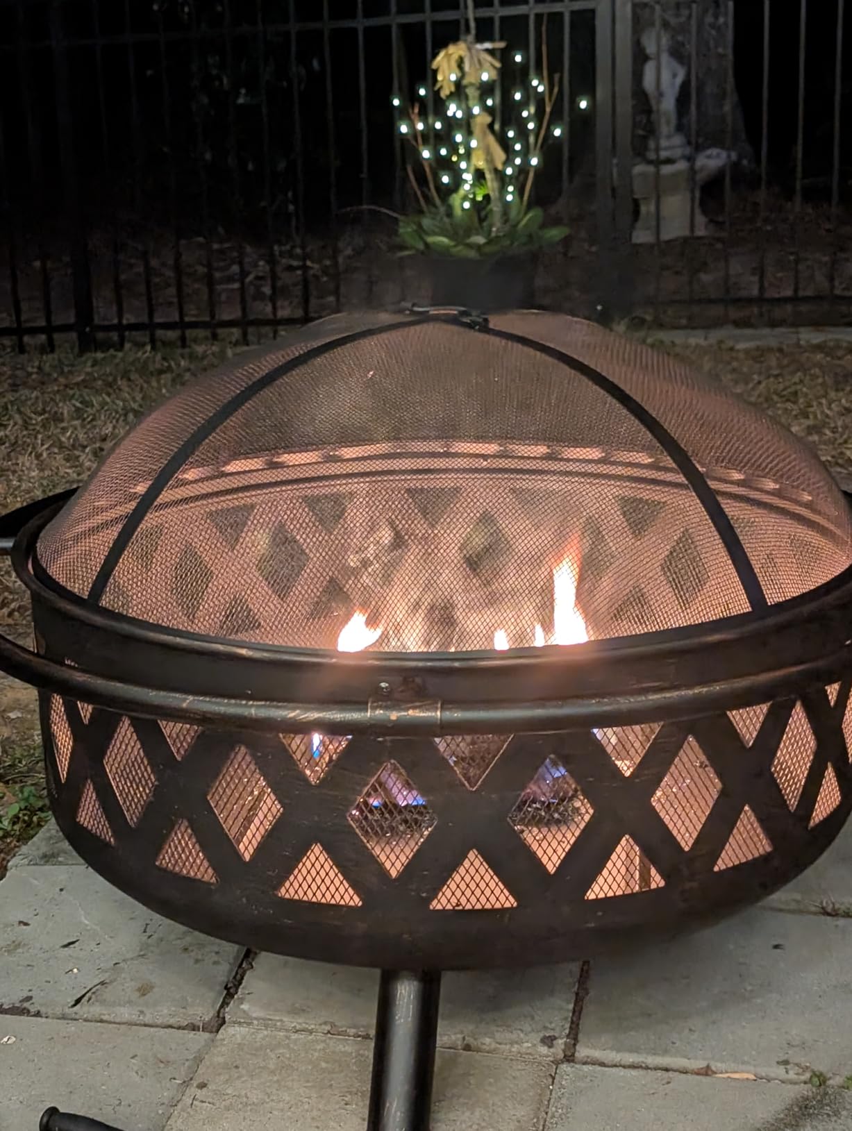 Sunnydaze Crossweave Large Outdoor Fire Pit, Wood Burning, Round, 36