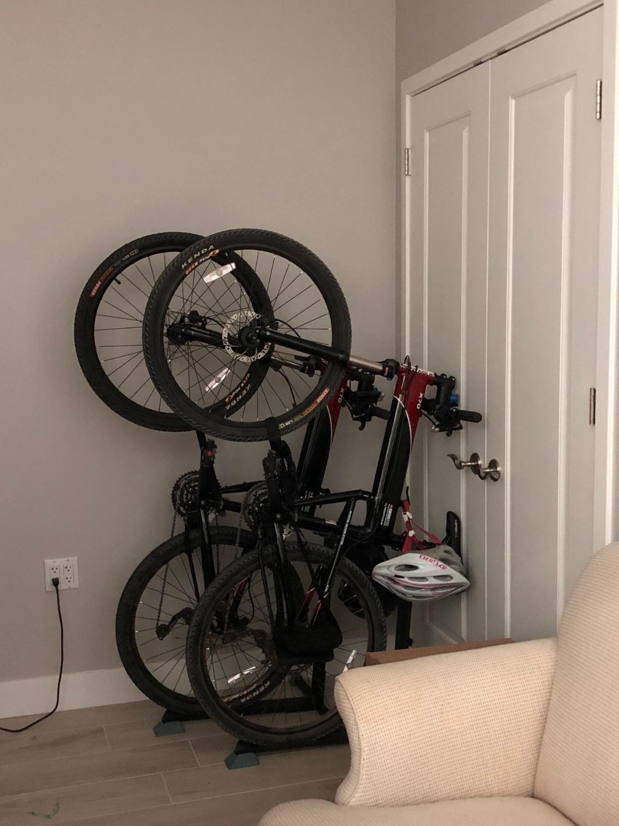 Bike Nook Bike Stand & Vertical Storage Rack - The Original Vertical Bicycle Floor Stand for Garage Storage, Indoor and Outdoor - Perfect Bike Accessories for Small Spaces with No Drilling customer photo 2