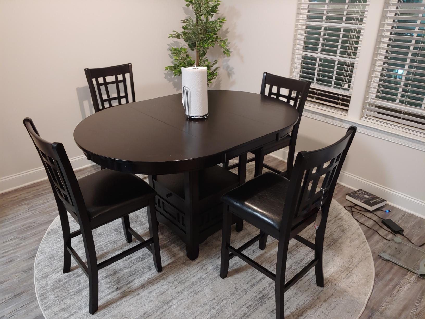 Coaster Home Furnishings - LAVON - 5-Piece Counter Height Dining Set - Oval Extendable Table with Storage & 4 Upholstered Chairs - Dining Room & Kitchen - Espresso - 102888-S5 customer photo 2