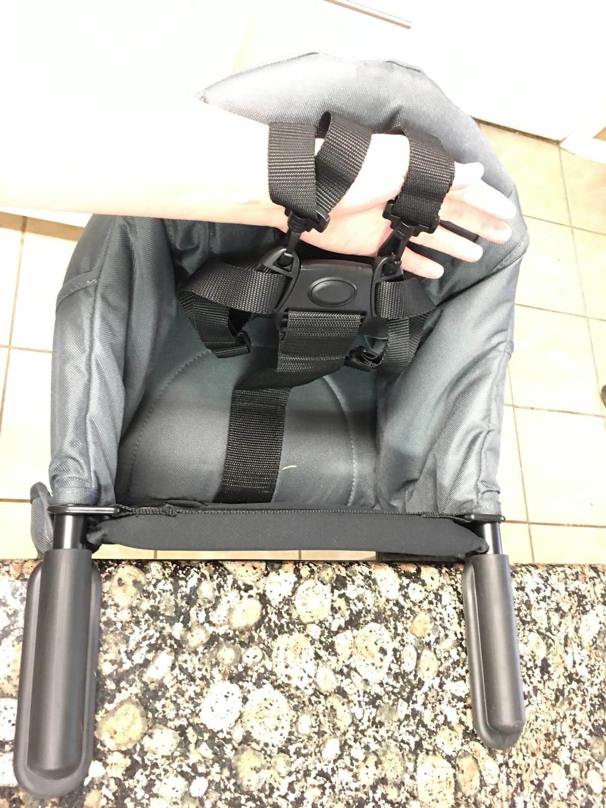 guzzie+Guss Perch Clip On Table Chair - Easy & Secure Setup for Travel (Including Restaurants, Picnics), At Home (Kitchen Islands, Dining Tables) with Machine Washable Fabric, Salt & Pepper (GG201SP) customer photo 1