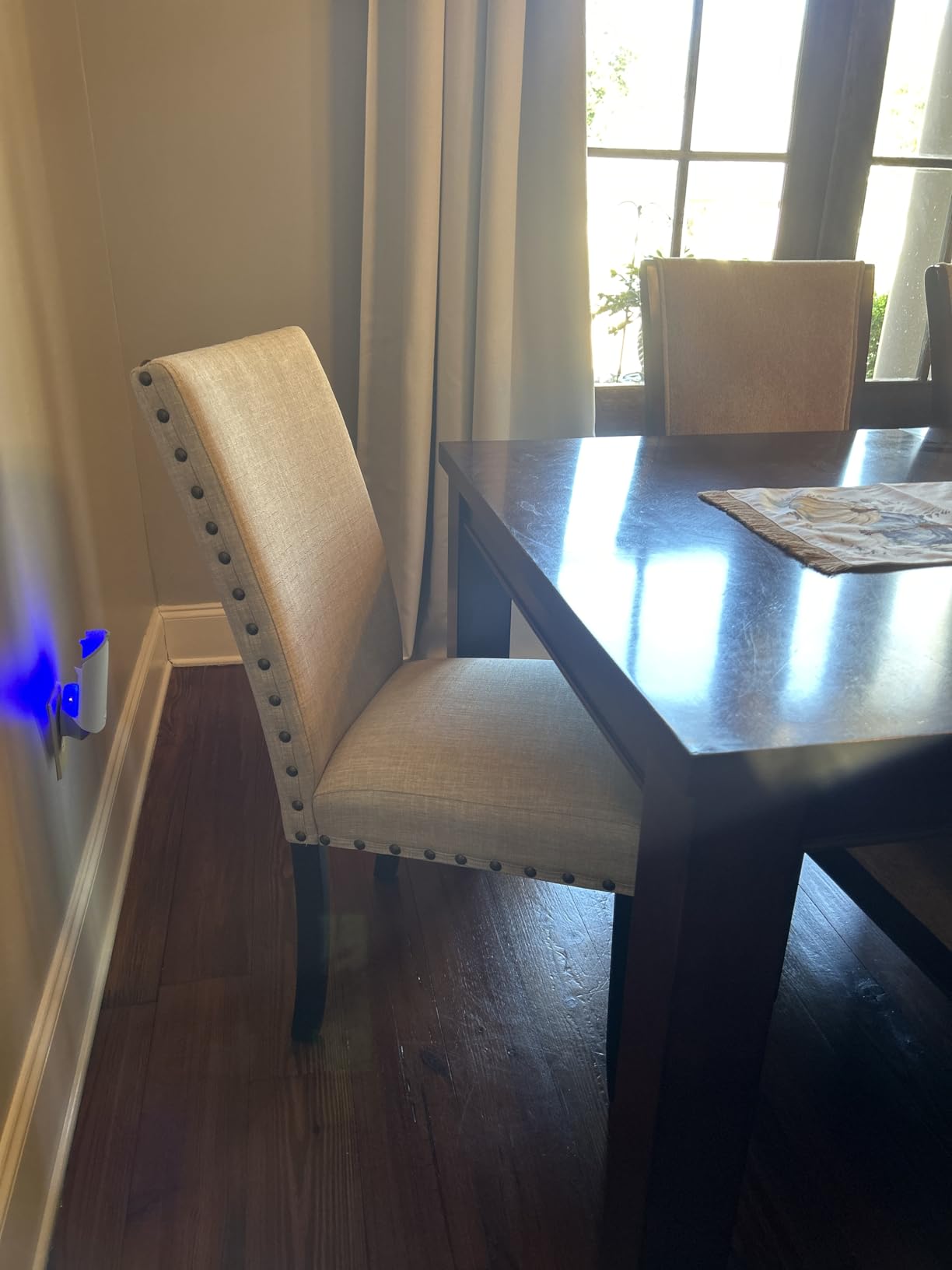 Roundhill Furniture Biony Fabric Dining Chairs with Nailhead Trim, Set of 2, Tan customer photo 2