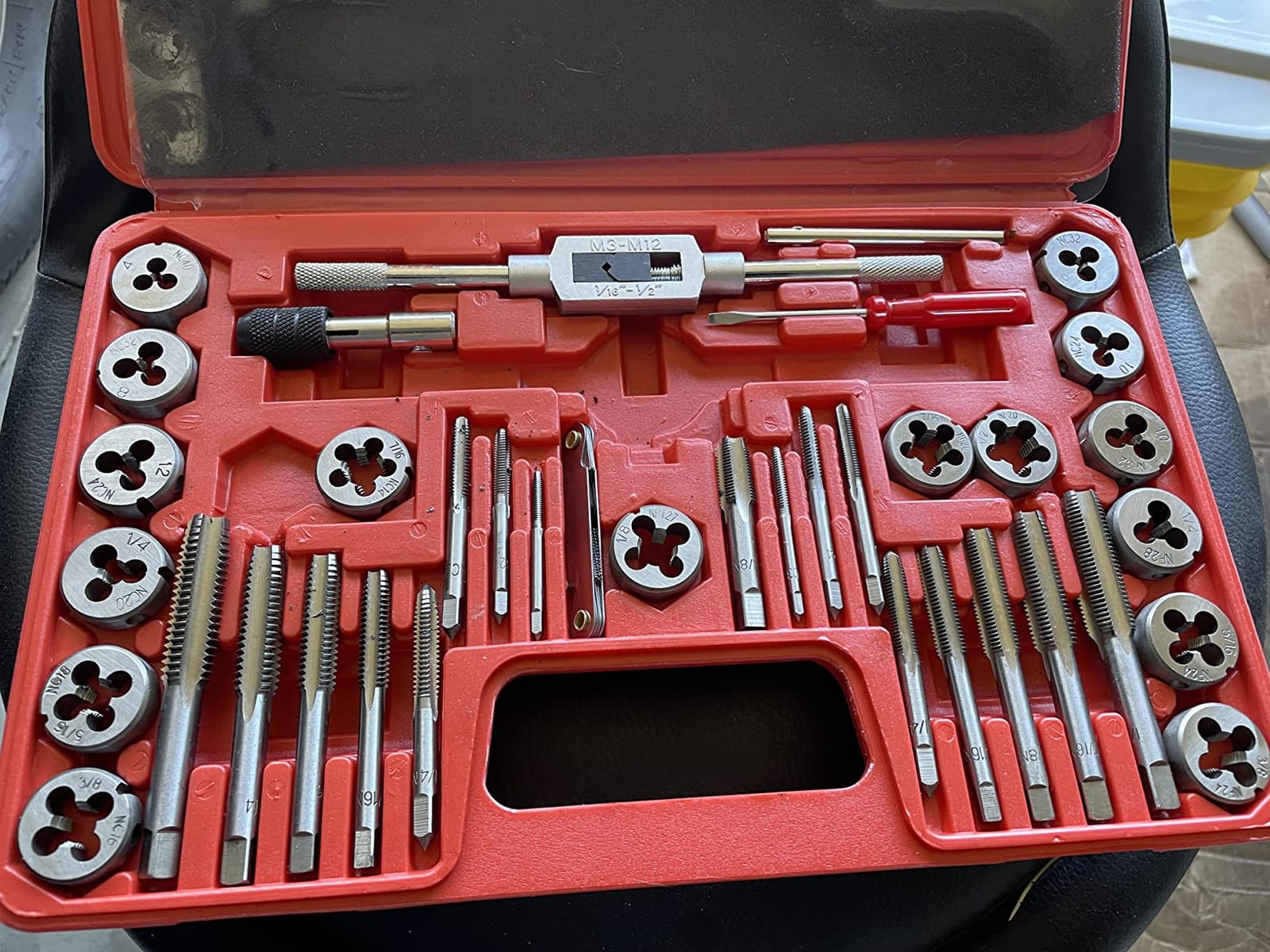 EFFICERE 40-Piece Premium Tap and Die Set, SAE Unified Screw Thread, Size #4 to 1/2” | Include UNC Coarse, UNF Fine and NPT Threads | Essential Threading Tool Kit with Complete Handles and Accessories customer photo 1