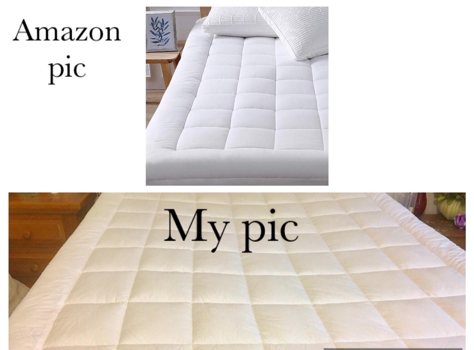 Queen Mattress Pad Cover Cooling Mattress Topper Pillow Top with Down Alternative Fill (8-21” Fitted Deep Pocket Queen Size) White customer photo 2
