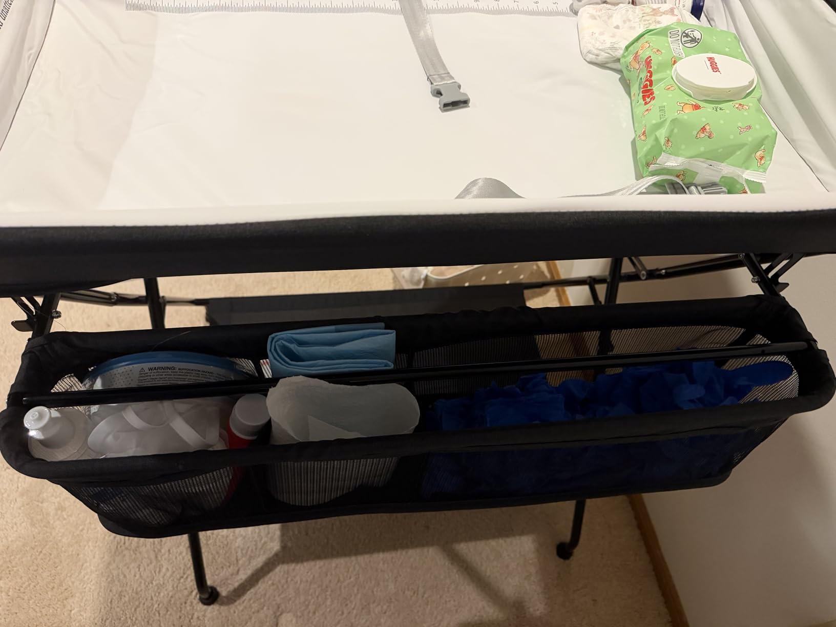 Costzon Changing Table, Portable Baby Changing Table Foldable Diaper Changing Station with Safety Belt, Large Storage Rack & Shelf, Nursery Organizer for Newborn Infant (Black) customer photo 1