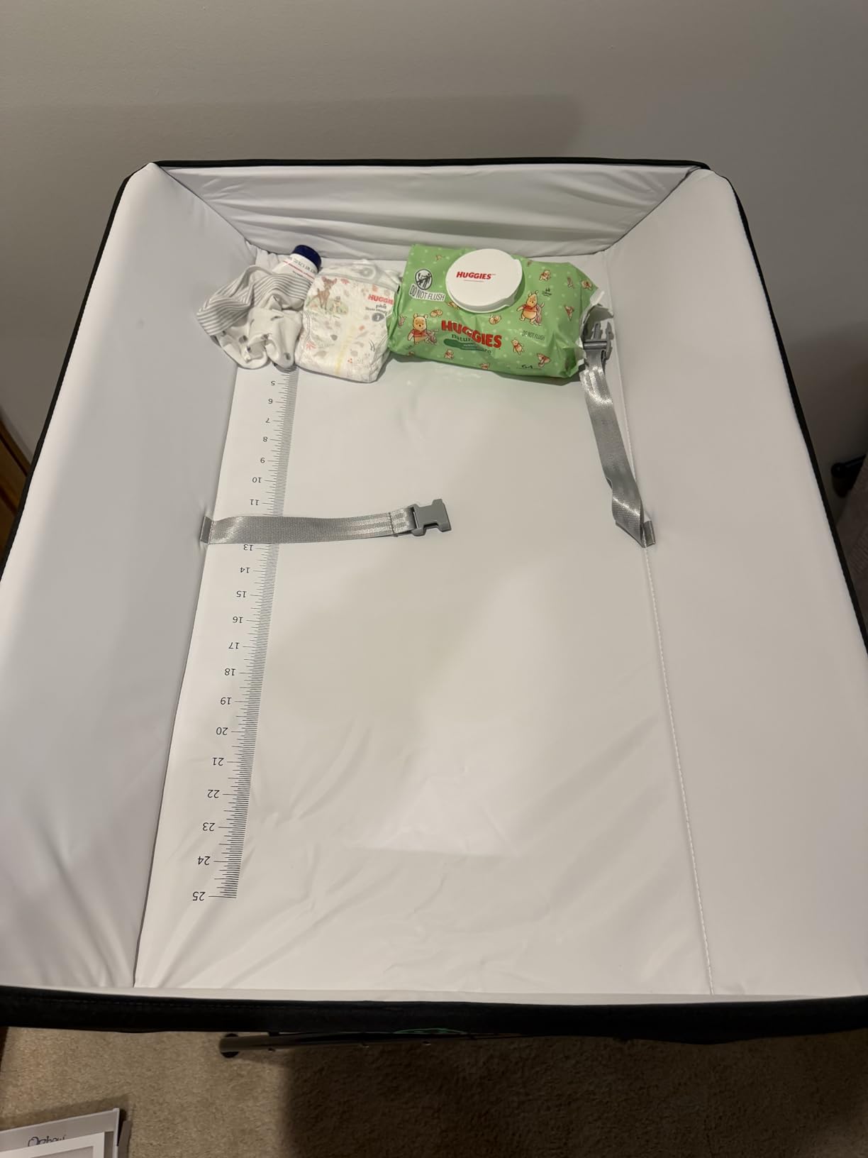 Costzon Changing Table, Portable Baby Changing Table Foldable Diaper Changing Station with Safety Belt, Large Storage Rack & Shelf, Nursery Organizer for Newborn Infant (Black) customer photo 2
