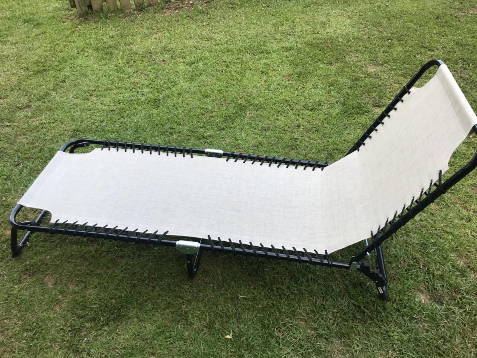 Outsunny Folding Chaise Lounge Chair Outdoor Mesh Seat Gray customer photo 2