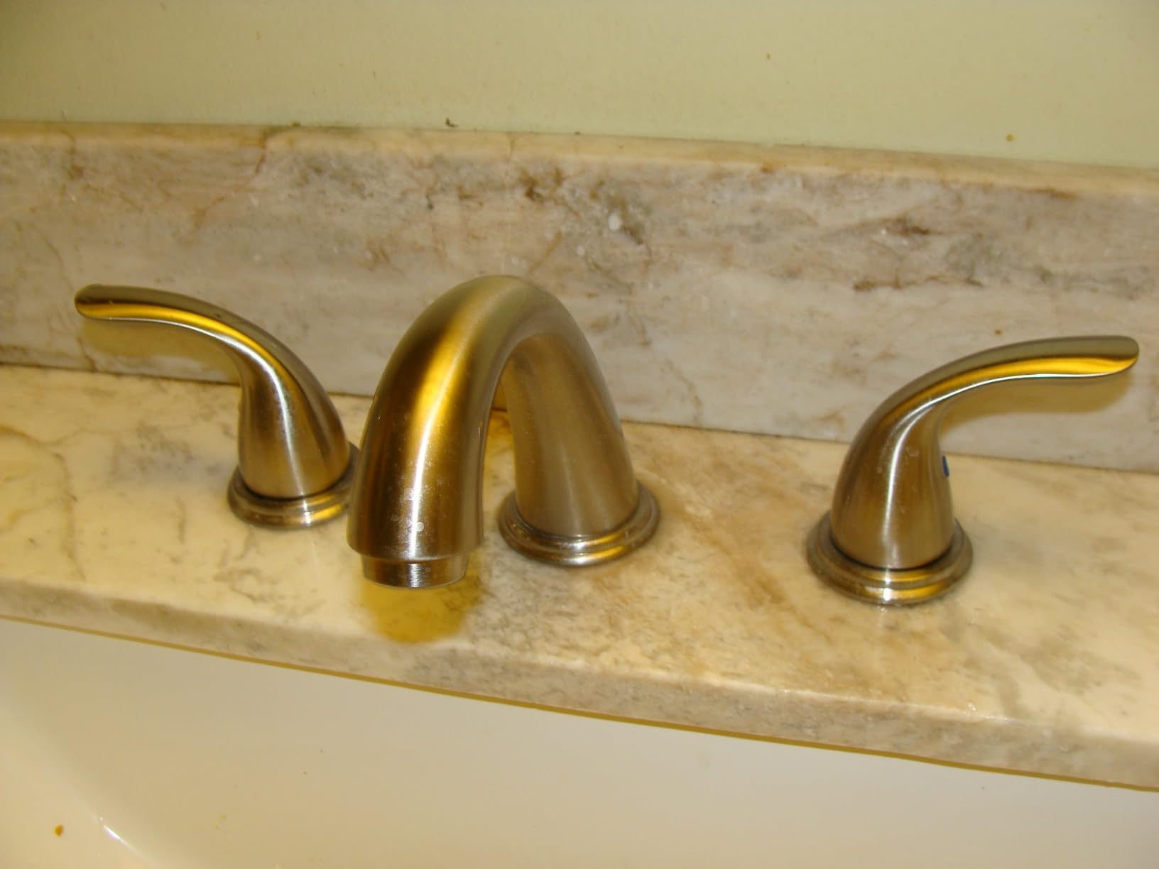 Phiestina 8 Inch 2 Handles 3 Holes Deck Mount Brushed Nickel Widespread Bathroom Faucet, with Stainless Steel Pop Up Drain, WF008-5-BN customer photo 1