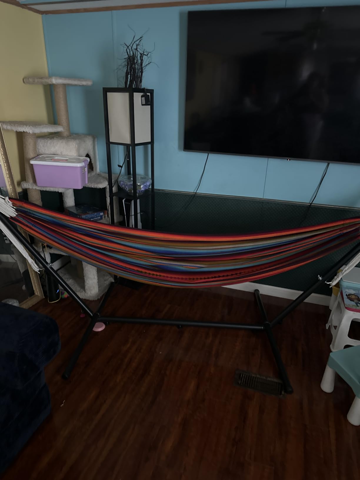Lazy Daze Portable Hammock with Stand, Free Standing Hammocks for Indoor Outdoor Patio Yard, Has a Carrying Bag and Pillow, 9ft Steel Hamacas Heavy Duty 2 Person Amaca 450 lbs Capacity(White) customer photo 1