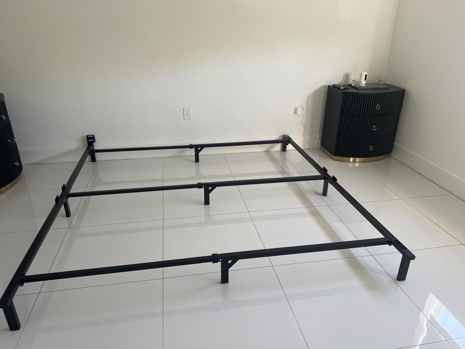 Amazon Basics Metal Bed Frame, 9-Leg Support Base for Box Spring and Mattress, Queen Size, Tool-Free Easy Assembly, 79.5