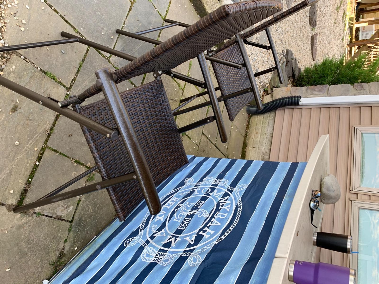 Giantex Set of 4 Folding Wicker Rattan Bar Chairs High Stool with Back Steel Frame Portable Outdoor Indoor UV Resistant Barstools Garden Patio Furniture Set w/Armrests Footrest customer photo 2