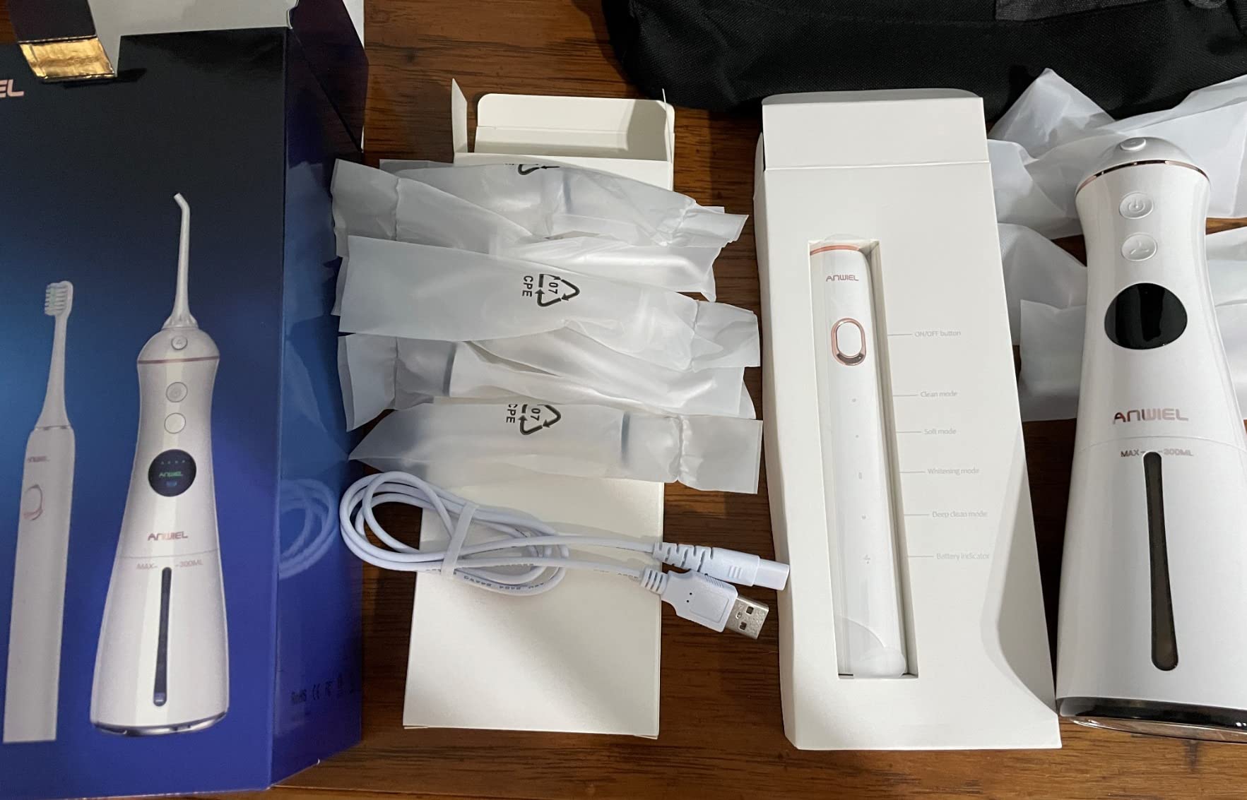 【2 in 1】 Water Dental Flosser and Ultrasonic Electric Toothbrush for Teeth, 300ML Oral Irrigator, 6 Tips, 4 Brush Heads, IPX7 Waterproof Waterflosser Flossing Teeth Cleaning Kit for Gums, Braces Care customer photo 1