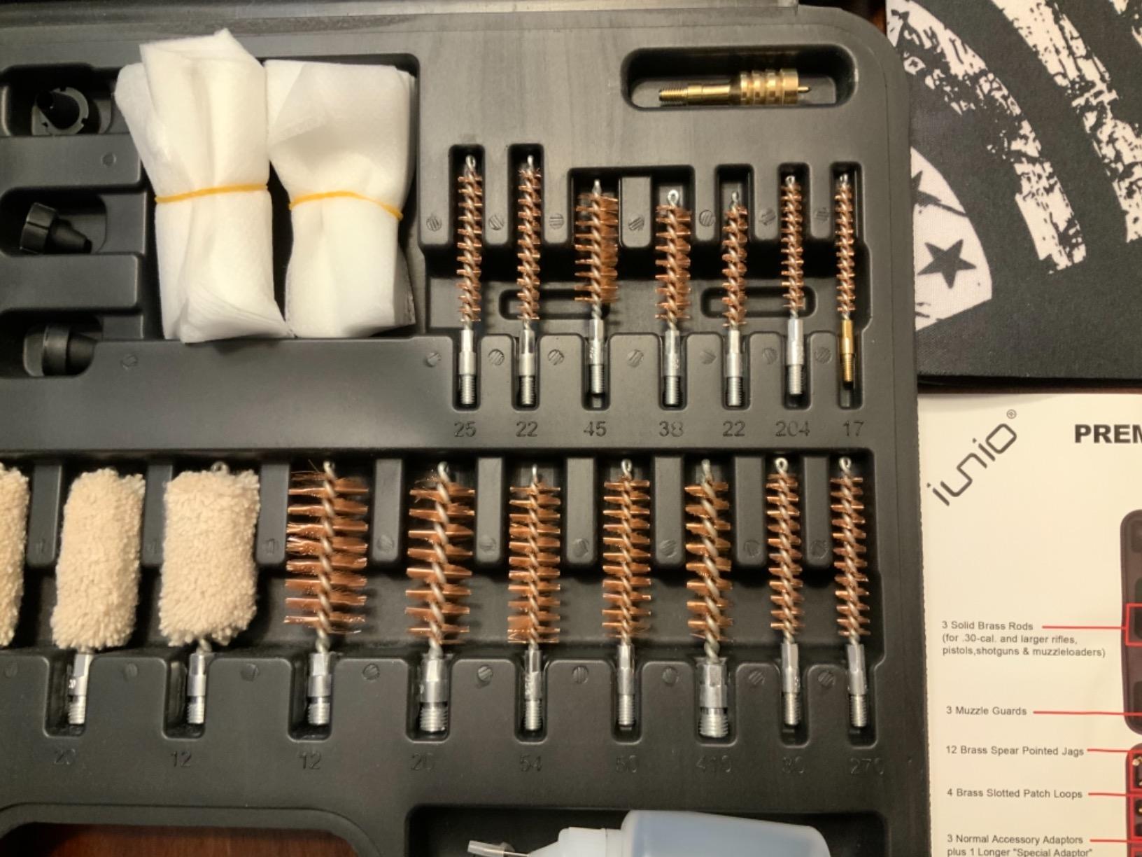 iunio Universal Gun Cleaning Kit, with Mat and Case, Full Brass Jags, Rods and Adapters, for All Guns, Rifle, Shotgun, Handgun, Pistol, Hunting, Shooting, All Caliber customer photo 1