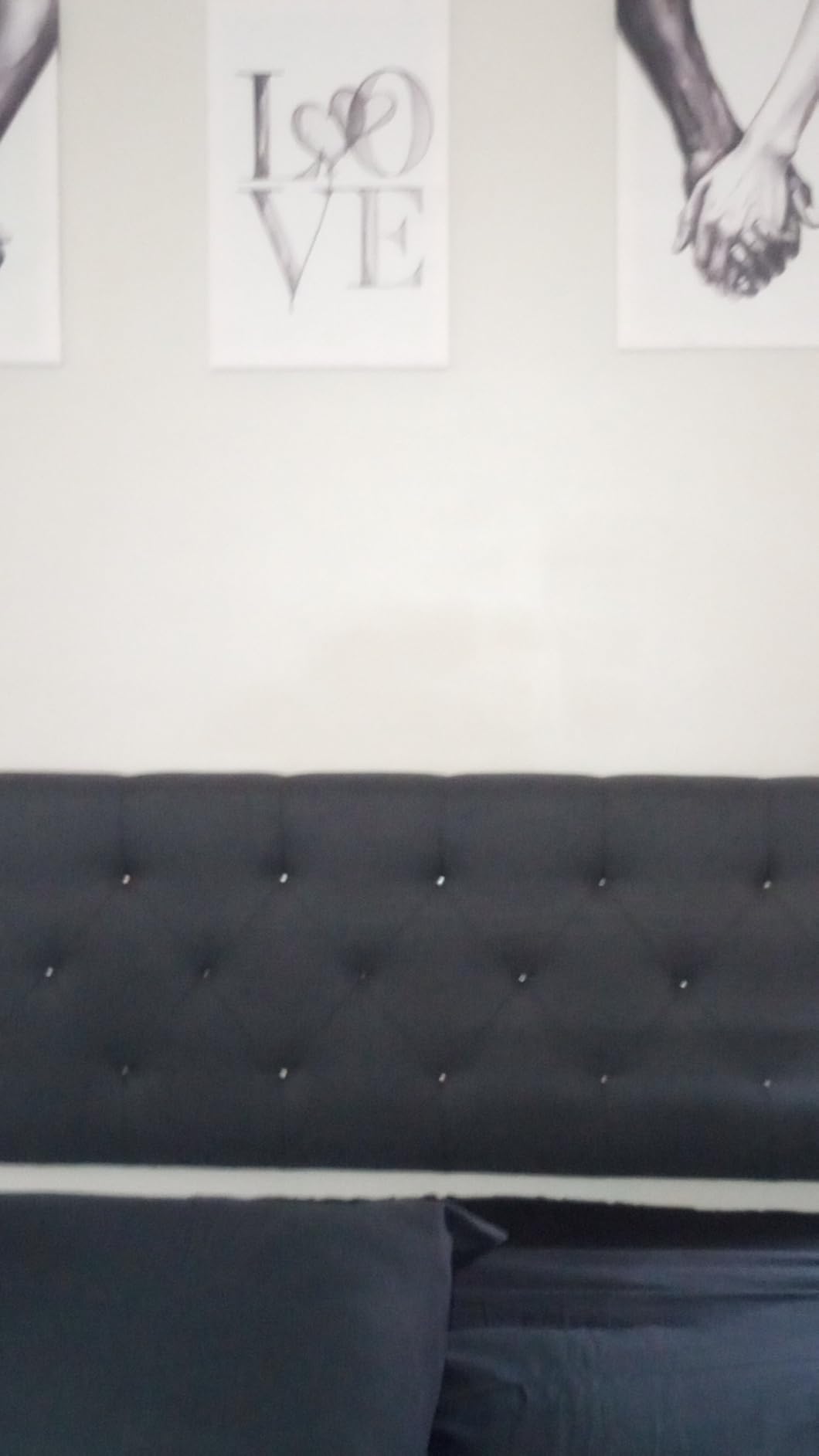 Lucid Mid-Rise Upholstered Headboard - Diamond Tufted - Padded Polyester - Adjustable Height from 34” to 46” - Easy Assembly - Bed Frame or Wall Mount - Sturdy - Stone - Queen Size customer photo 1