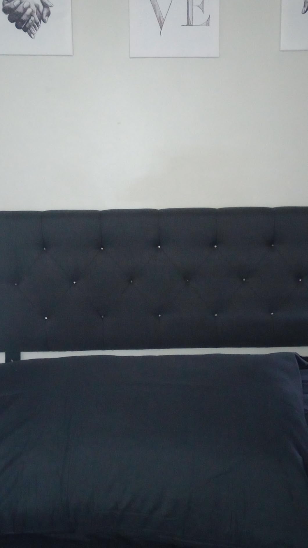 Lucid Mid-Rise Upholstered Headboard - Diamond Tufted - Padded Polyester - Adjustable Height from 34” to 46” - Easy Assembly - Bed Frame or Wall Mount - Sturdy - Stone - Queen Size customer photo 2