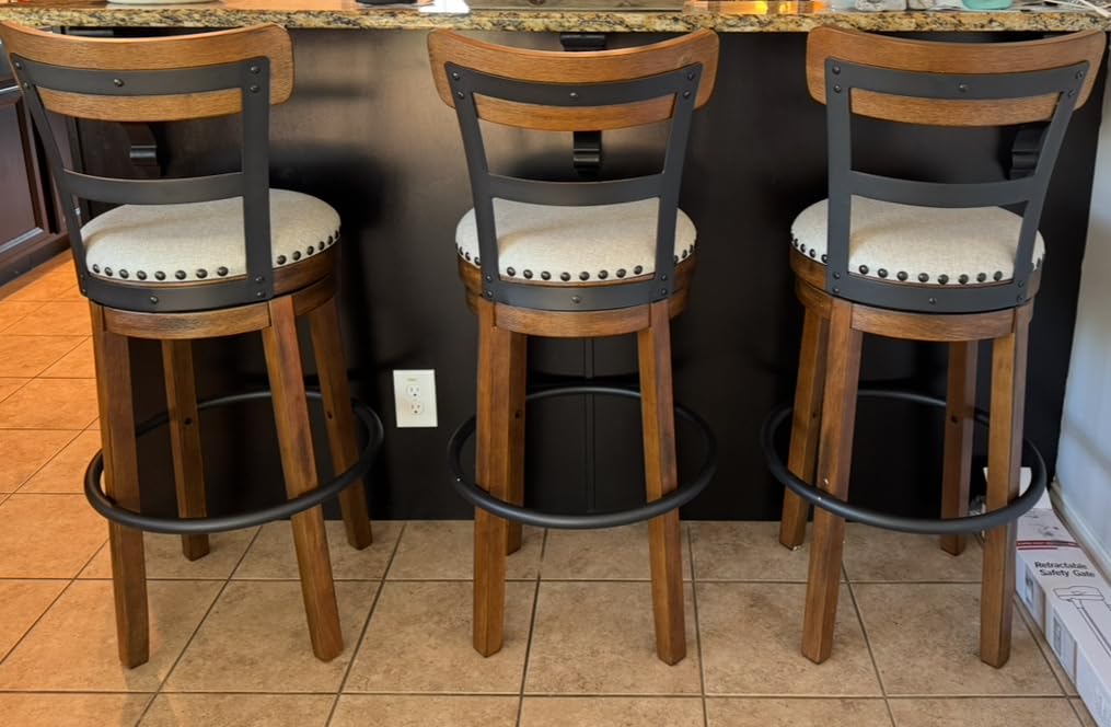 Signature Design by Ashley Valebeck Swivel Bar Stool with Back, 30 in customer photo 1