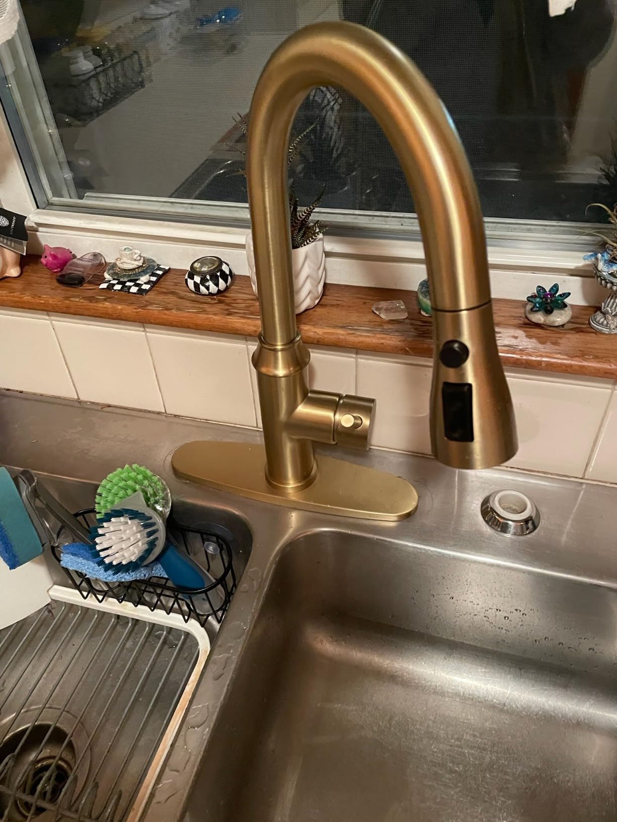 Arofa High-Arc Pull-Down Kitchen Faucet, 3-Mode Sprayer, Brushed Nickel customer photo 1