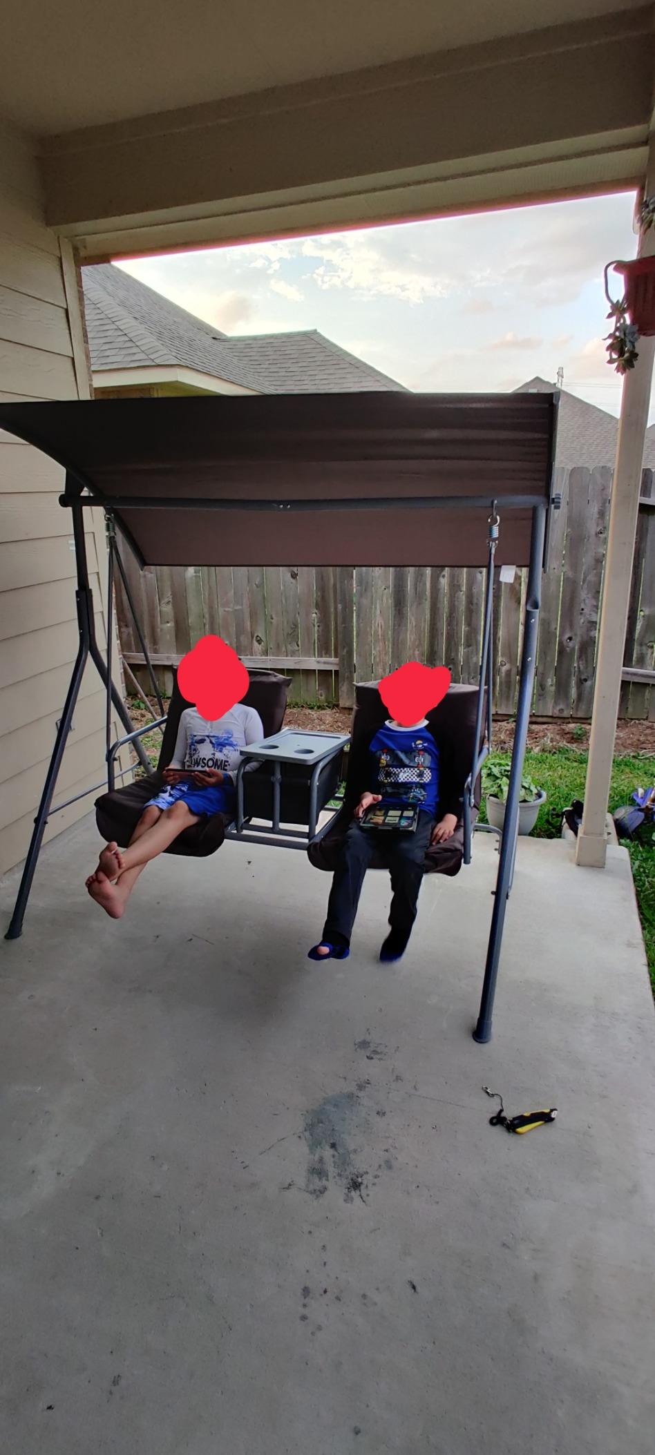 Outsunny 2 Person Porch Swing with Stand Canopy Outdoor Swing Gray customer photo 2