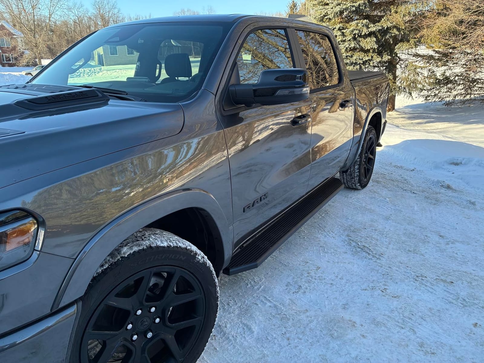 APS 6-inch (Black Stainless Steel Flat Style) Running Boards Nerf Bars Compatible with Ford F150 2015-2026 SuperCrew Cab & F150 Lightning 2022-2026 & F-250 F-350 Super Duty 2017-2026 Crew Cab customer photo 2