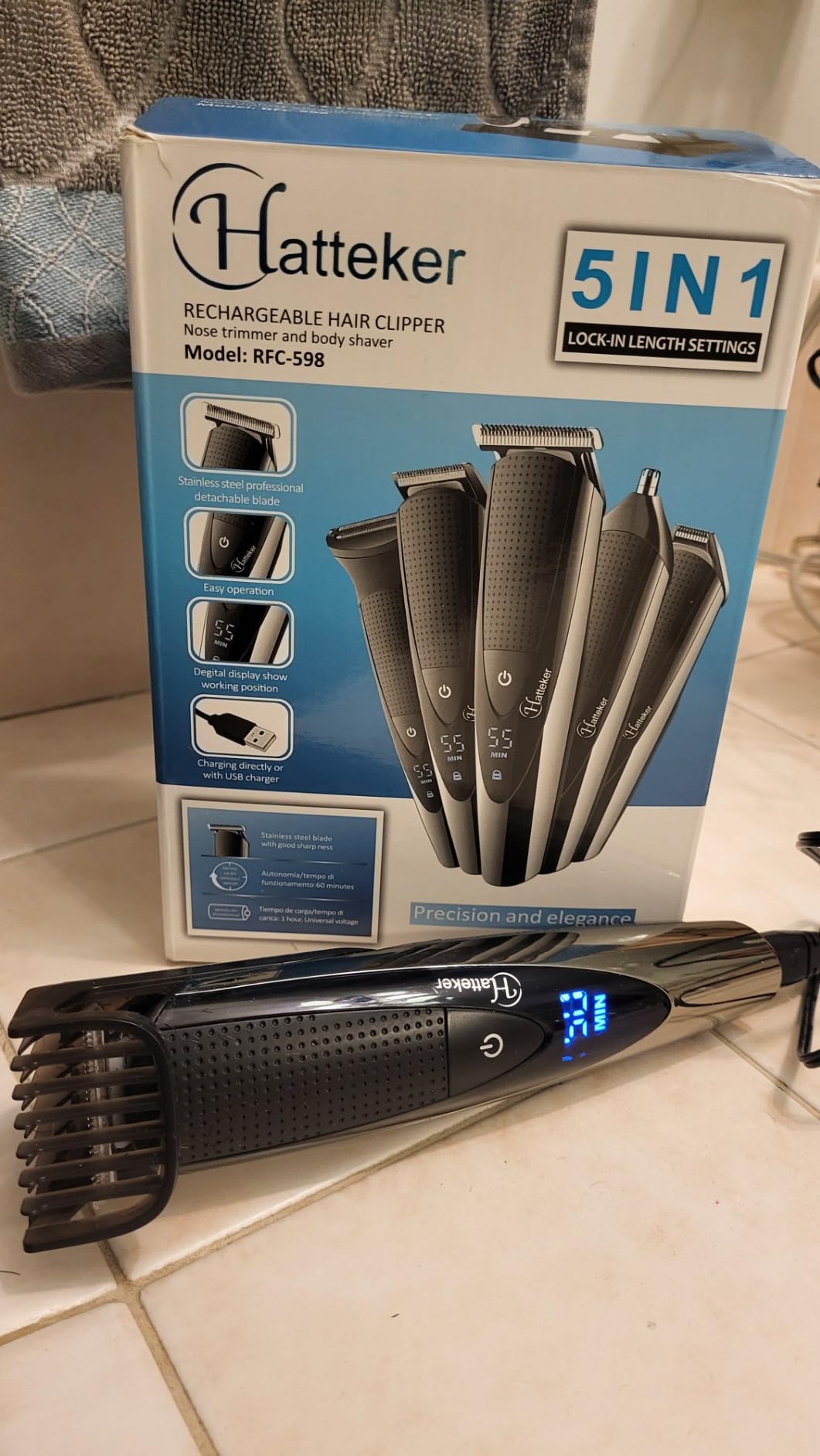 Hatteker Mens Beard Trimmer Grooming kit Hair Trimmer Mustache Trimmer Body Groomer for Nose Ear Facial Hair Cordless Waterproof 5 in 1 customer photo 1
