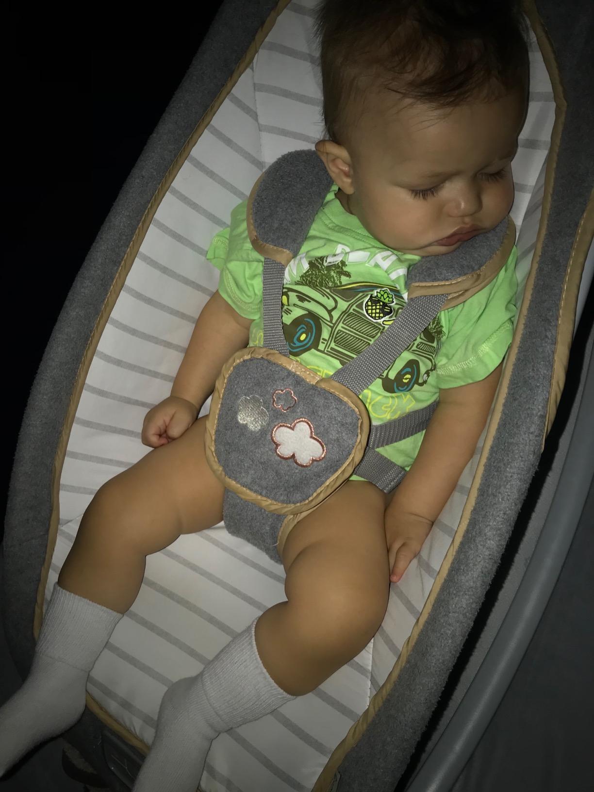 Ingenuity 2-in-1 Lightweight Infant to Toddler Rocker and Baby Bouncer - Tummy Time Mat, Vibrations & Sounds, 0-30 Months Up to 40 lbs (Cuddle Lamb) customer photo 2