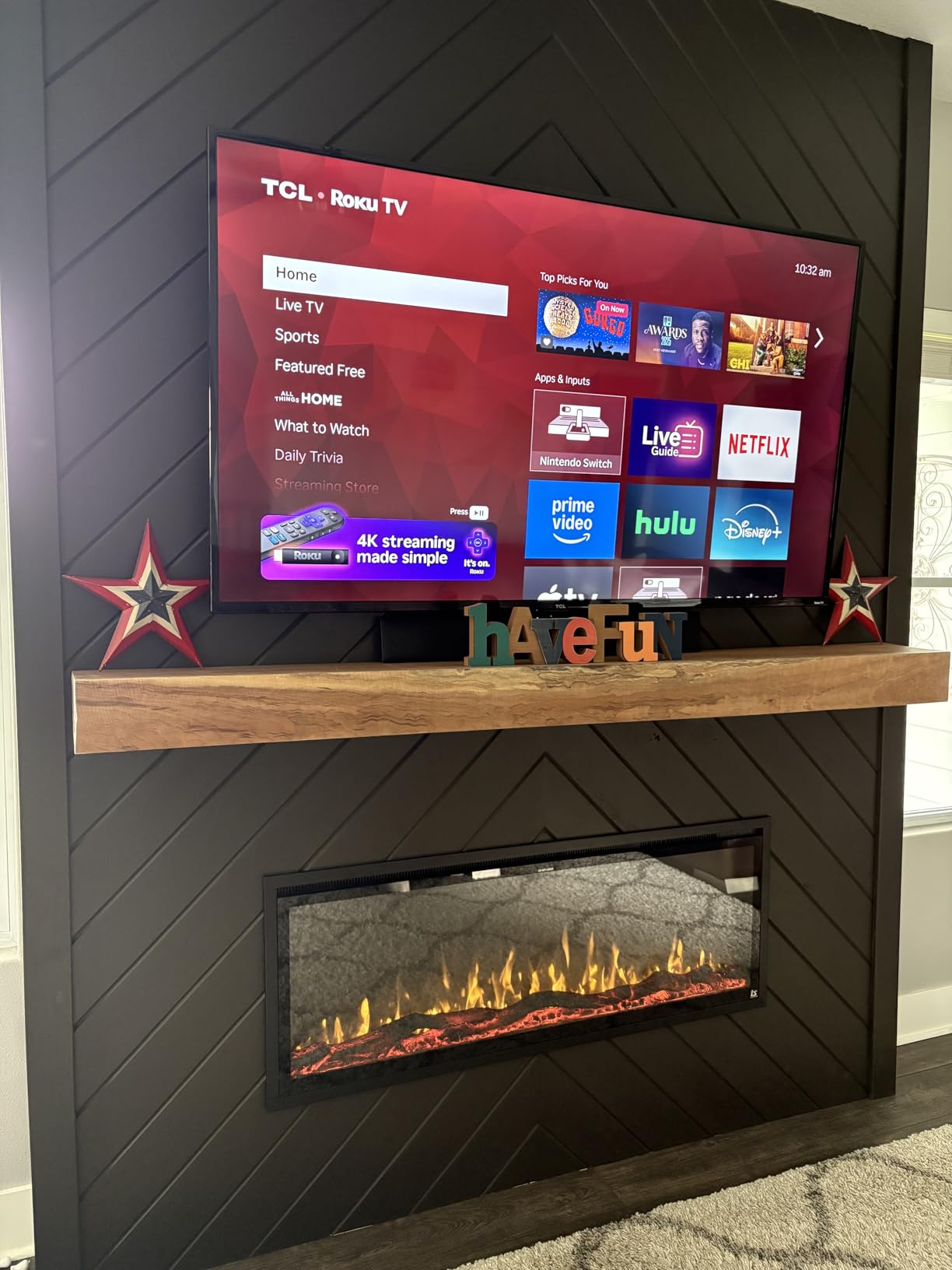 Touchstone Sideline Elite Smart 60” WiFi-Enabled Electric Fireplace - in-Wall Recessed - 60 Color Combinations - 1,500W Heater - Black - Log, Crystals & Driftwood - 80037 customer photo 2
