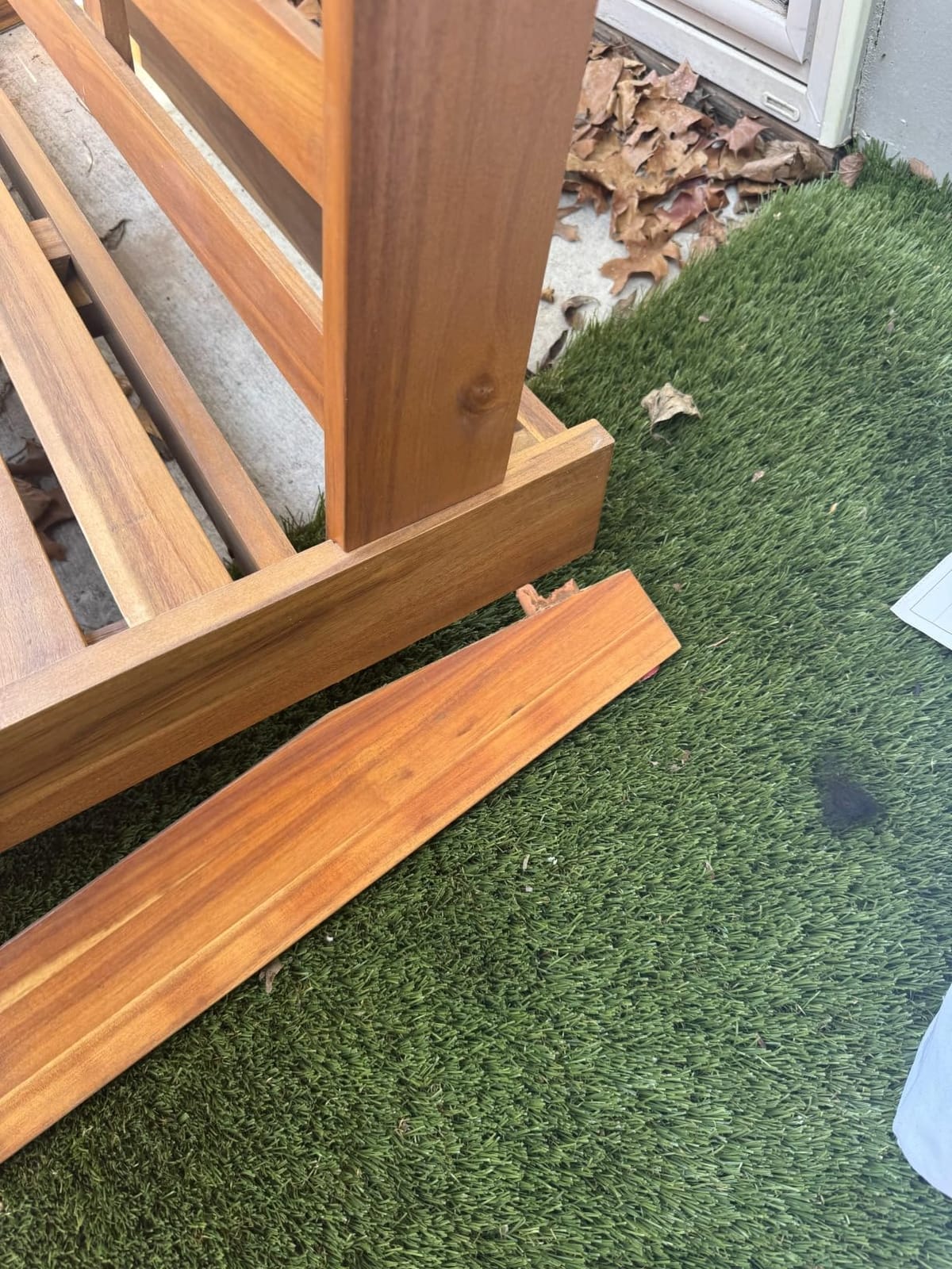 Great Deal Furniture Kaitlyn Outdoor Acacia Wood Loveseat with Cushions, Teak and White customer photo 1
