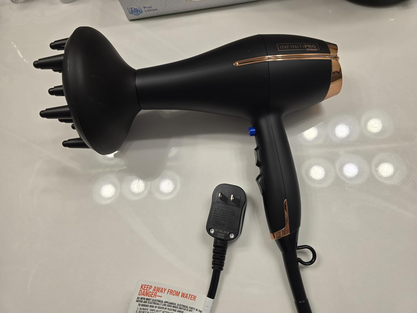 Conair InfinitiPRO Hair Dryer with Diffuser & Concentrator, 1875W, Black customer photo 2