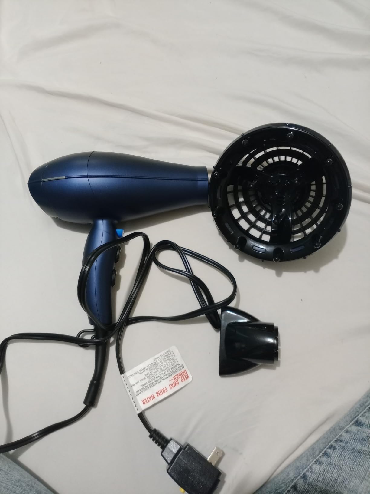 Conair Hair Dryer with Multi-Chamber Hair Diffuser Attachment, Dark Blue customer photo 1