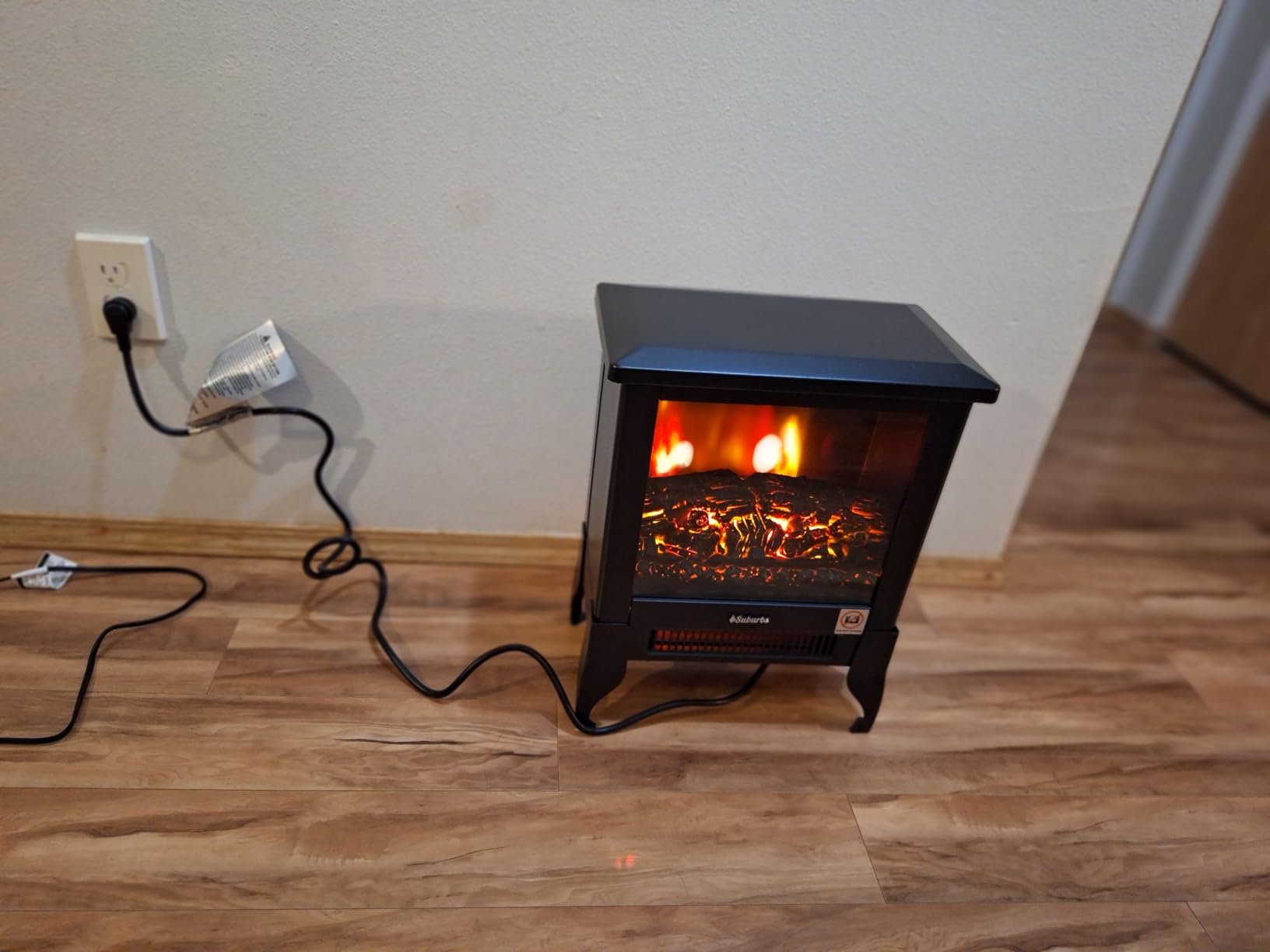 TURBRO Suburbs TS17 Compact Electric Fireplace Stove, Freestanding Stove Heater with Realistic Flame - CSA Certified - Overheating Safety Protection - for Small Spaces - 17