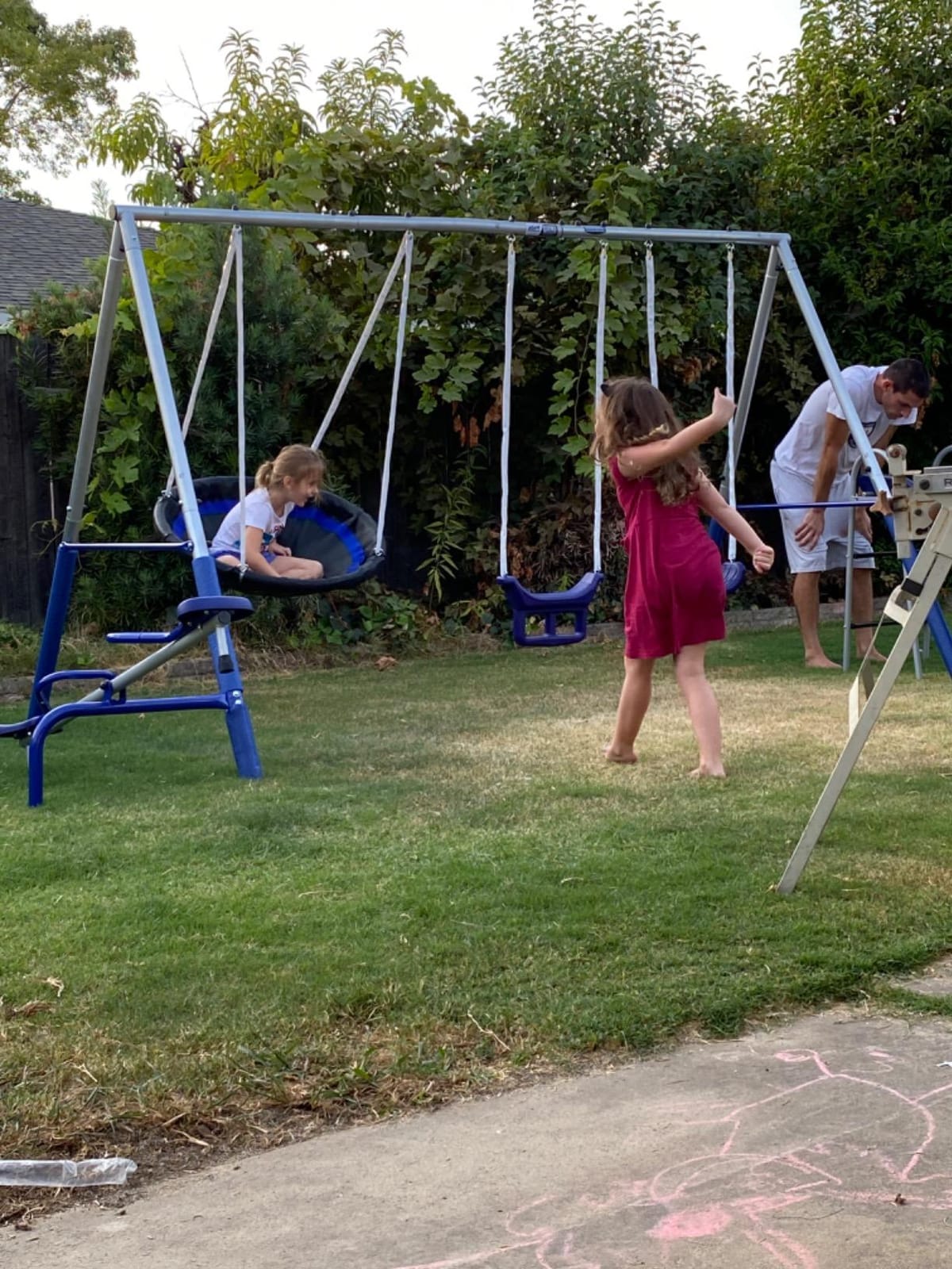 Free N Swing - 7 User / 5 Station Swing Set, Outdoor for Kids with 5' Slide. Easy Assembly Playground Set with Galvanized Metal Frame for Backyards, 168