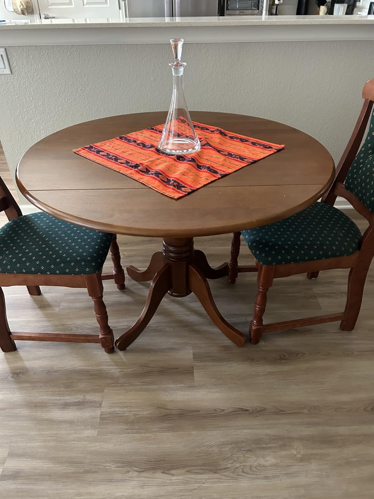 East West Furniture DLT-AWA-TP Dublin Dining Room Table - a Round Solid Wood Table Top with Dropleaf & Pedestal Base, 42x42 Inch, Walnut customer photo 1