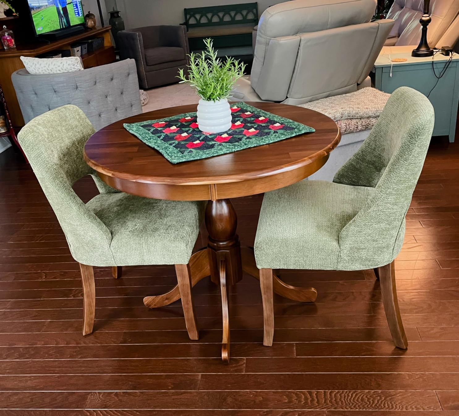 East West Furniture AMT-NLW-TP Antique Dining Table - a Round Wooden Table Top with Pedestal Base, 36x36 Inch, Natural & Linen White customer photo 2