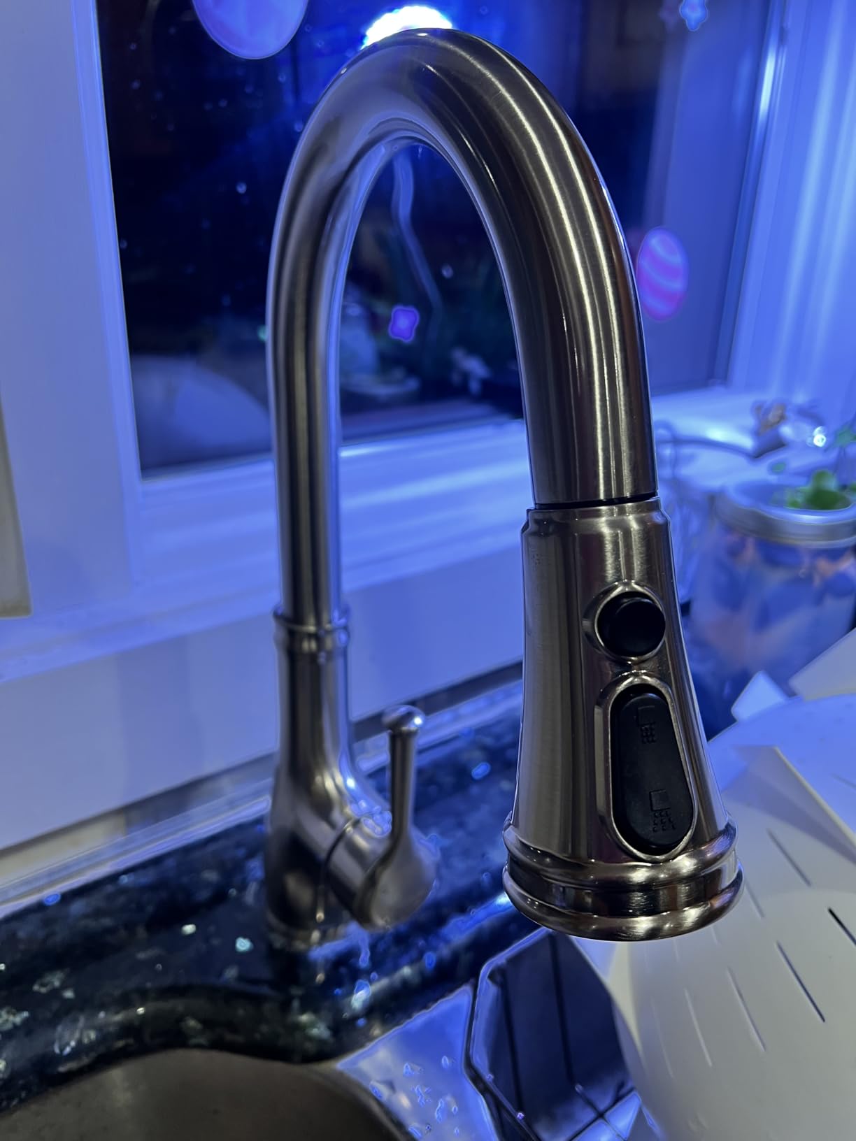 WEWE Vintage Kitchen Faucet, Pull-Down Sprayer, Brushed Nickel, High Arc customer photo 1