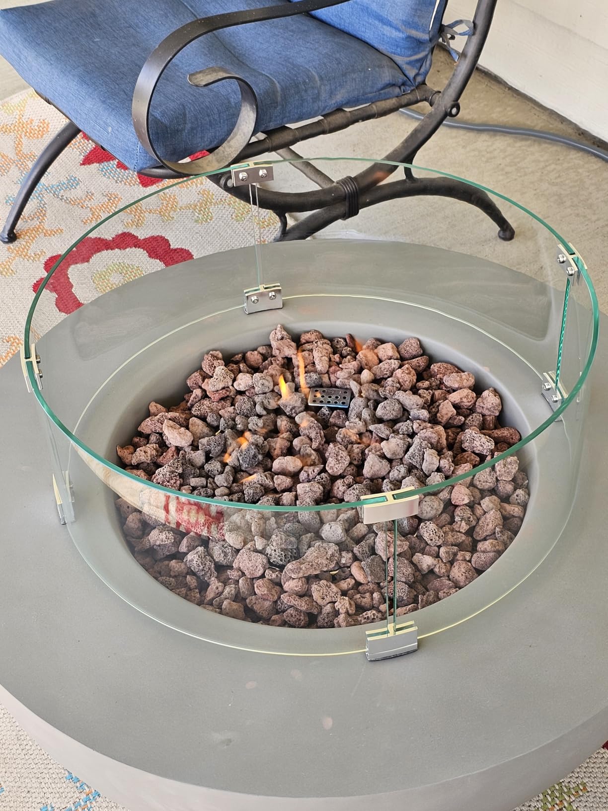 Modeno Roca Natural Gas Fire Pit Table, Round Cast Concrete, 34 x 34-in customer photo 1