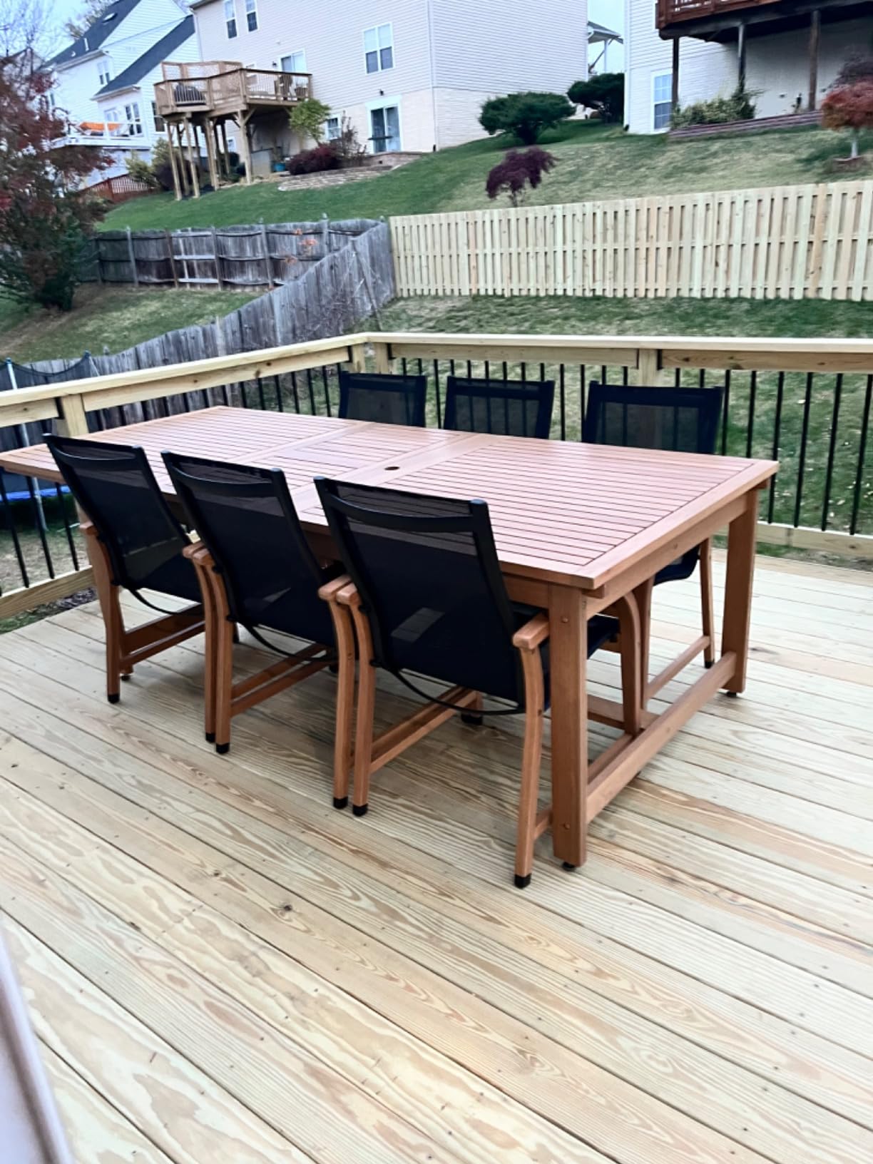 Amazonia Franklin 9-Piece Rectangular Extendable Patio Dining Set Teak Finish and Weather-Net Technology Ideal for Outdoors and Indoors customer photo 1