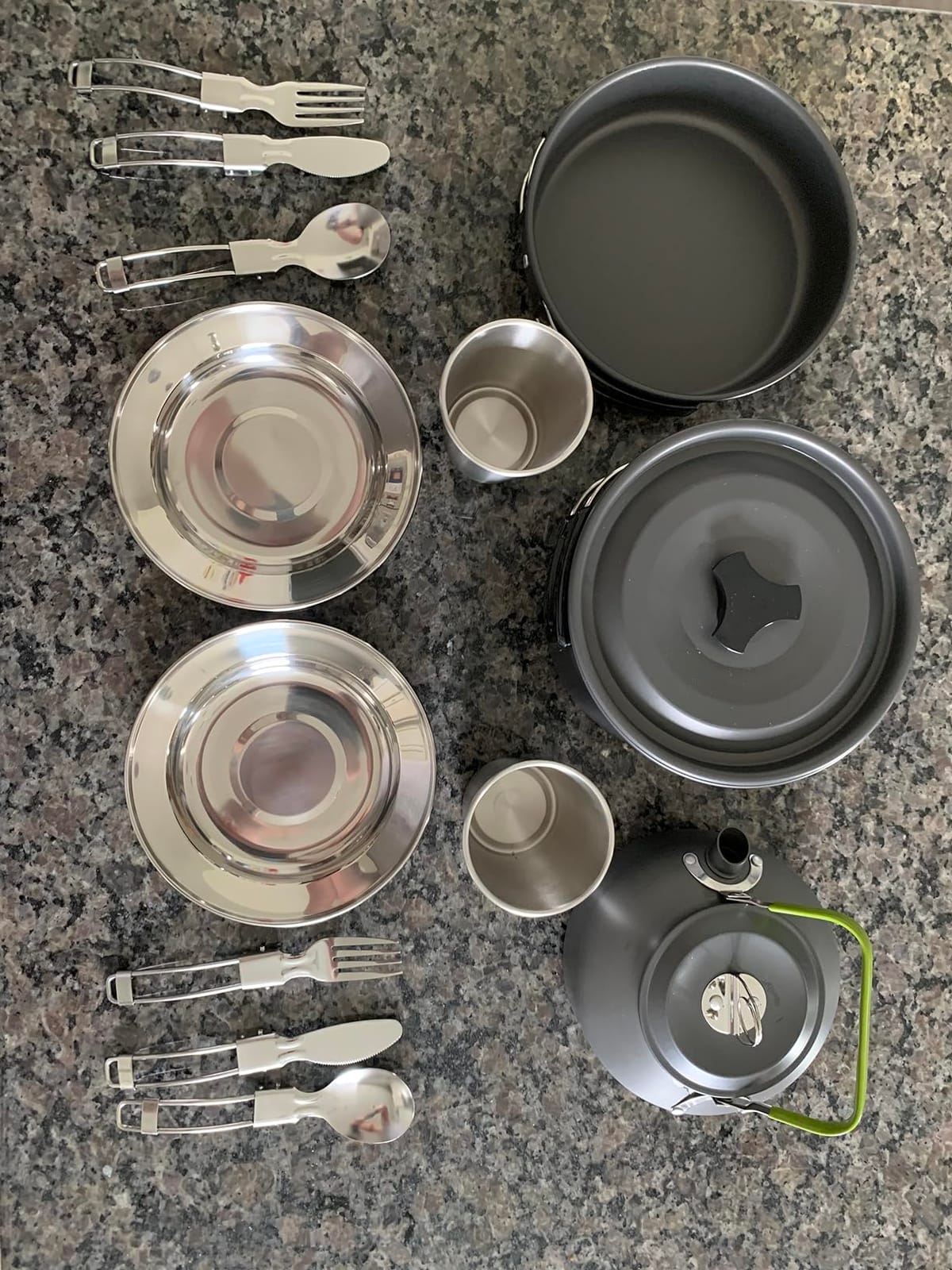 Odoland 15pcs Camping Cookware Mess Kit, Lightweight Pot Pan Kettle Set customer photo 2