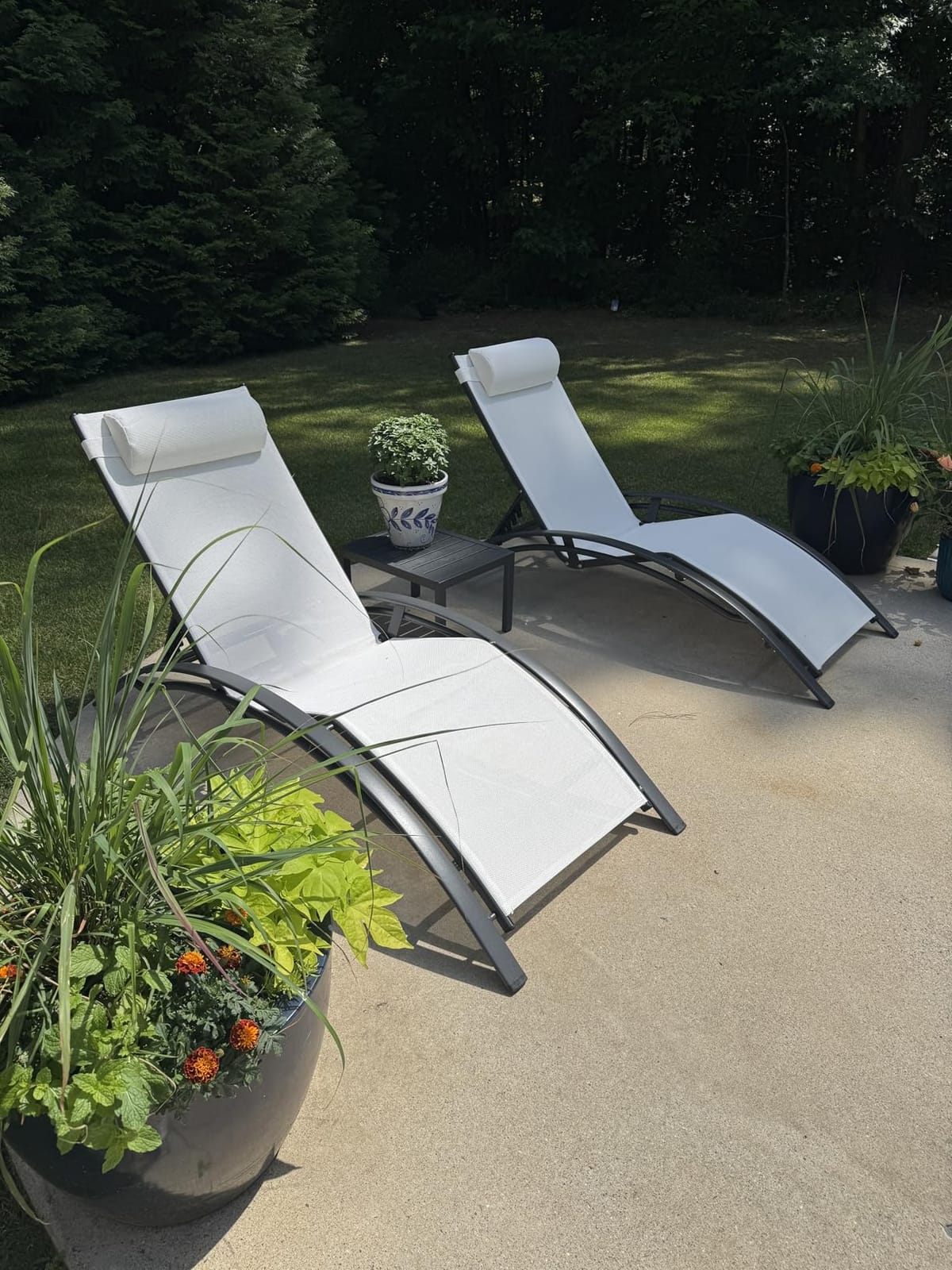 PURPLE LEAF Patio Pool Lounge Chaise Set of 3 Outdoor Lounger Chair, Grey customer photo 2
