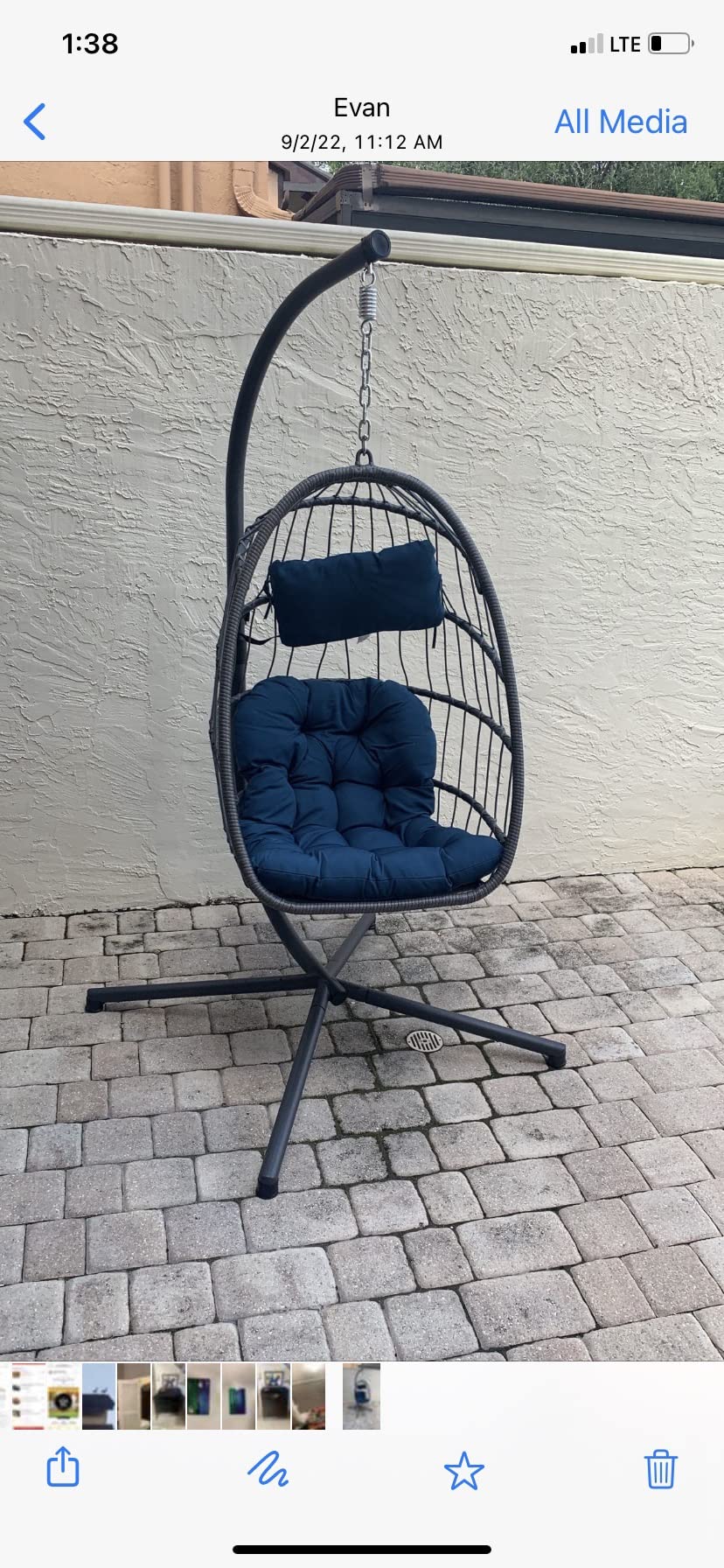 Brafab Swing Egg Chair with Steel Stand for Indoor Outdoor Patio Porch | Wicker Egg Swing Chair with Aluminum-Steel Frame and UV Resistant Cushion, Patio Lounge Hammock Chairs 370LBS Capacity customer photo 2