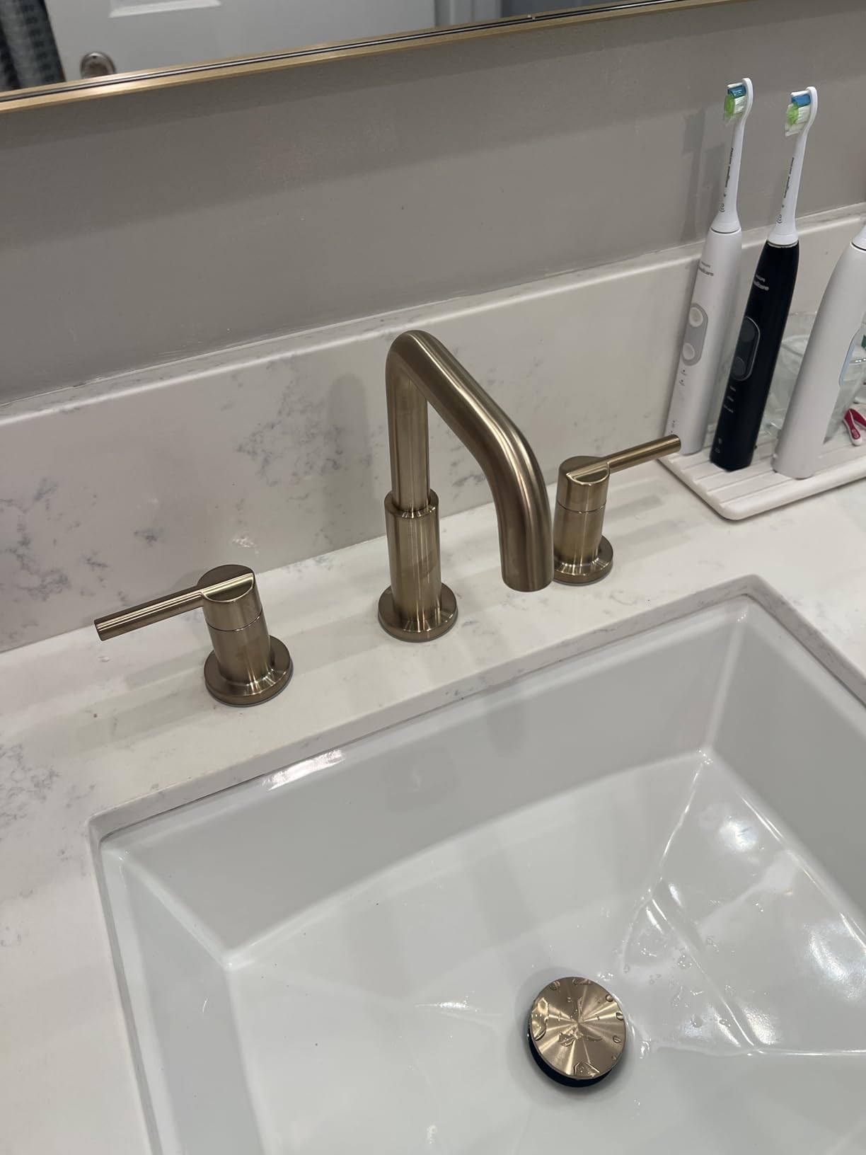 Delta Nicoli Matte Black Bathroom Faucet 3 Hole, 8 Inch Widespread Bathroom Sink Faucet for Vanity, Push-Pop Drain Assembly, Matte Black 35849LF-BL customer photo 2