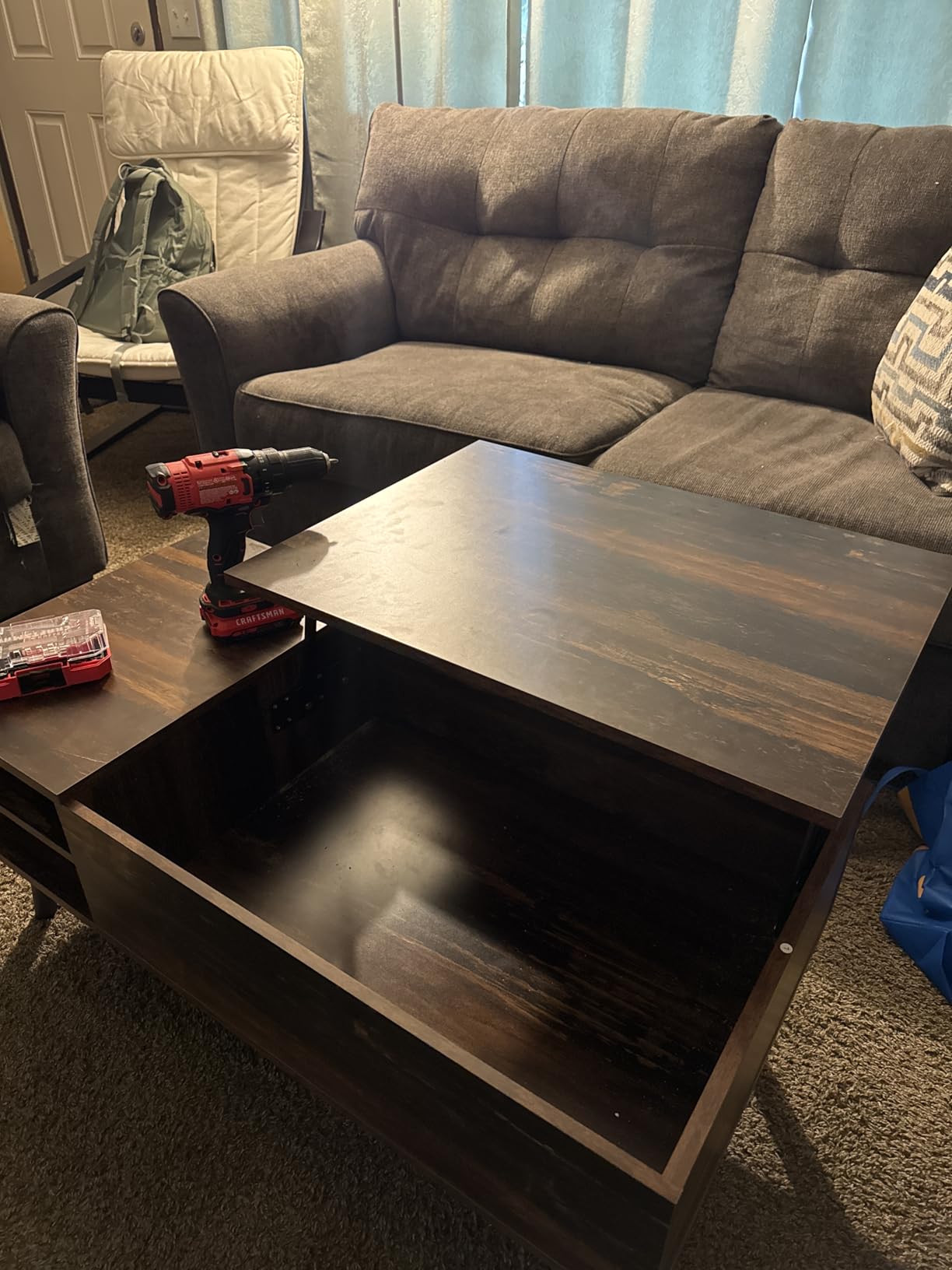 WLIVE Lift Top Coffee Table with Hidden Storage, Adjustable Shelf, Brown customer photo 1