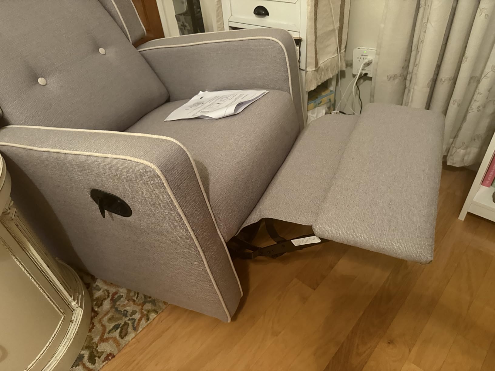 CANMOV Swivel Rocker Recliner Chair, Nursery Glider Chair, Nursery Rocking Chairs, Manual Reclining Chair, Grey customer photo 1
