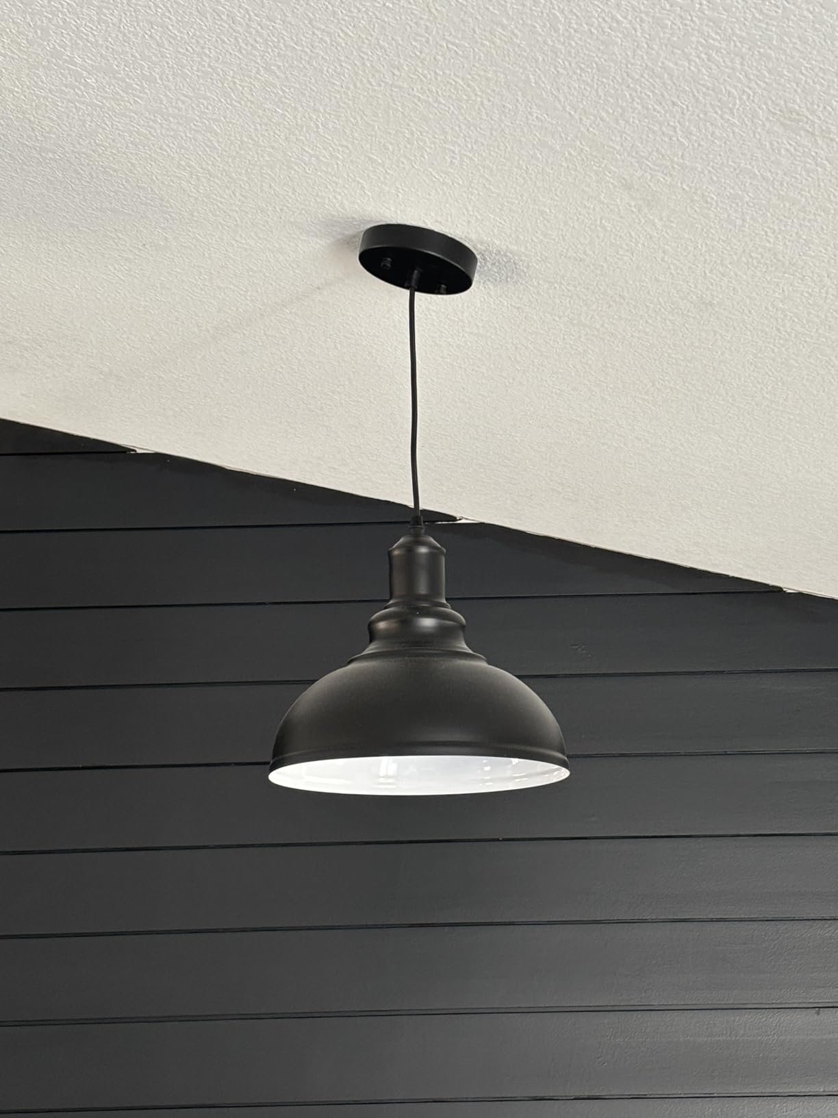 LOEHINLE Pendant Lighting Vintage Industrial Fixtures, Black Metal Farmhouse Lights, Ceiling Lamp for Kitchen Home Island Dining Room Bedroom, 11.4 inches customer photo 1