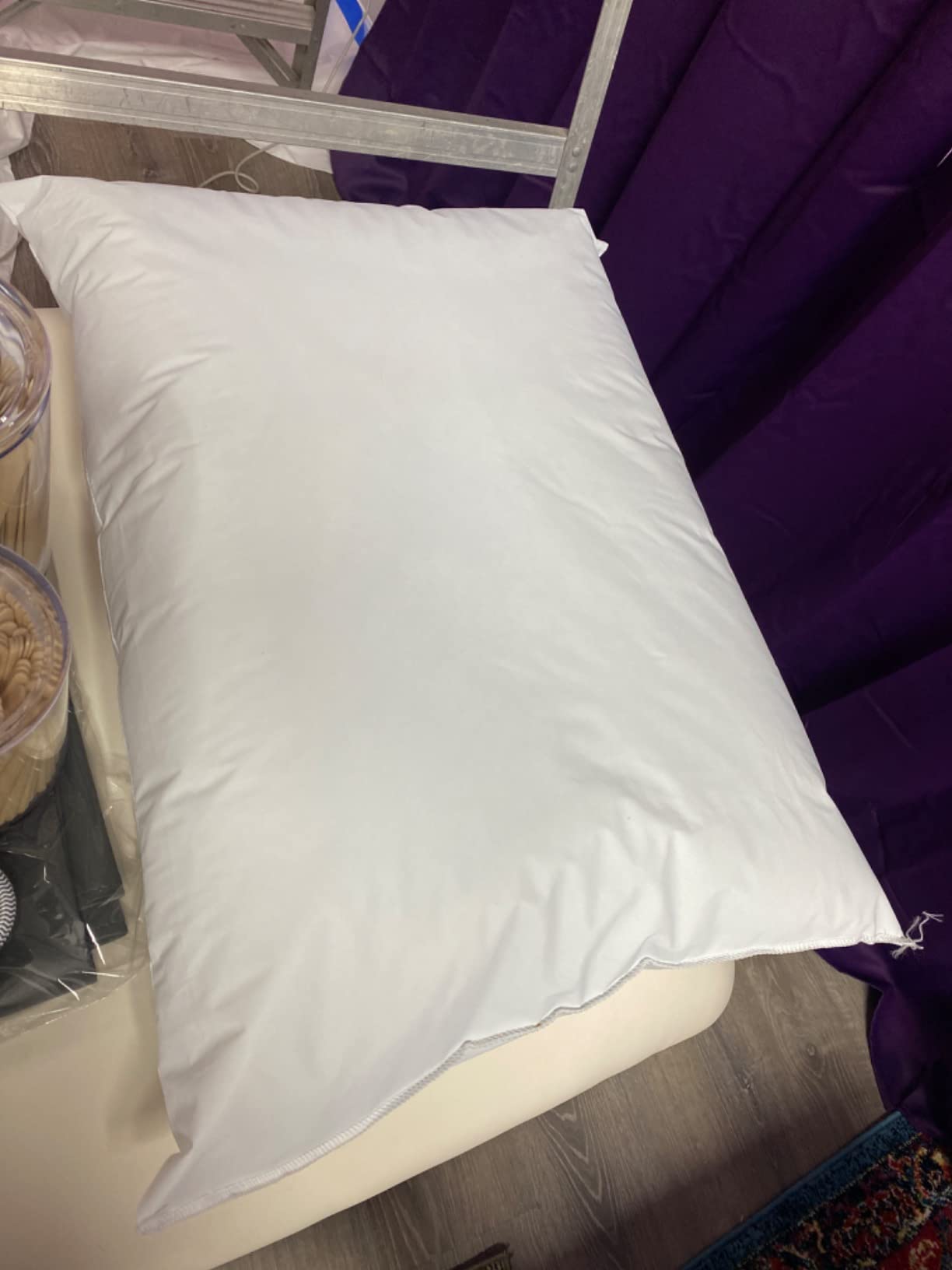 2 Pack MediCheck White Vinyl Covered Bed Pillows - Wipeable Easy Clean - Soft Low Profile Non-Fluffy Support - Not an Encasement or Zippered Protector - 20 in x 26 in customer photo 1
